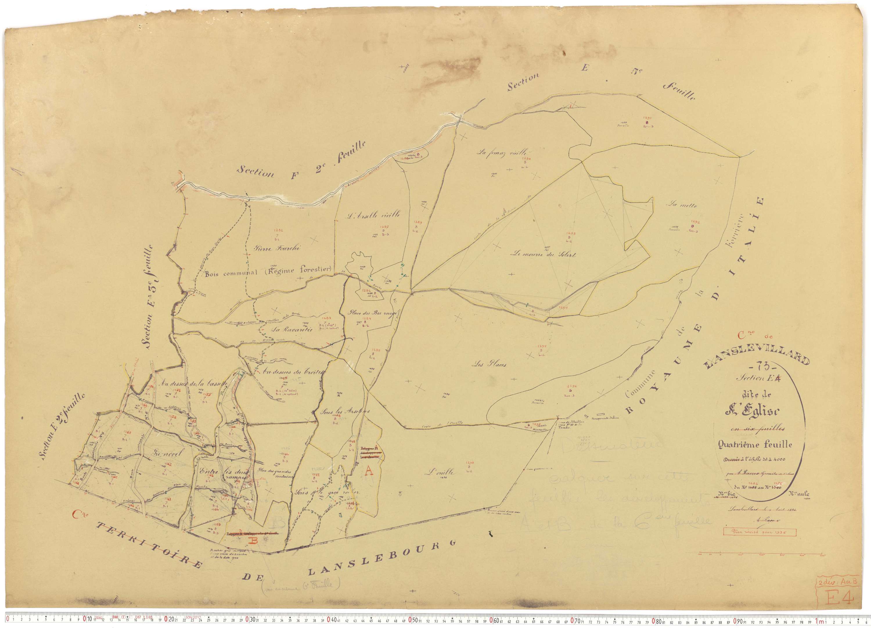 Lanslevillard - Plans cadastraux du cadastre rénové.