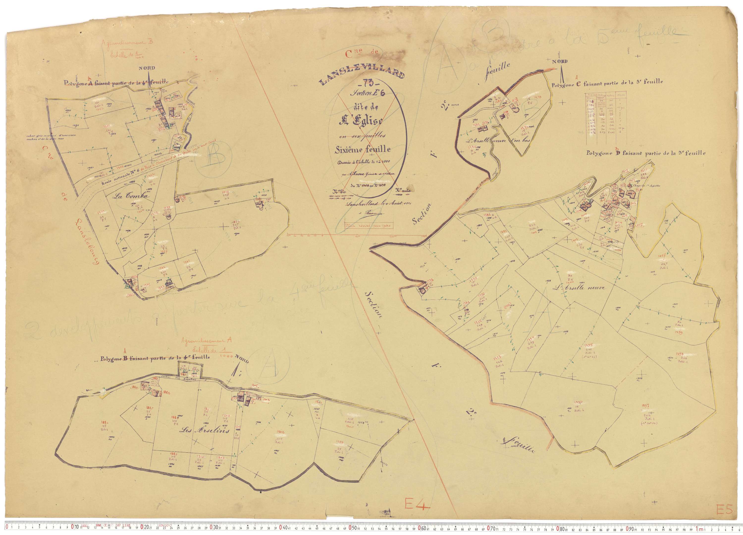 Lanslevillard - Plans cadastraux du cadastre rénové.