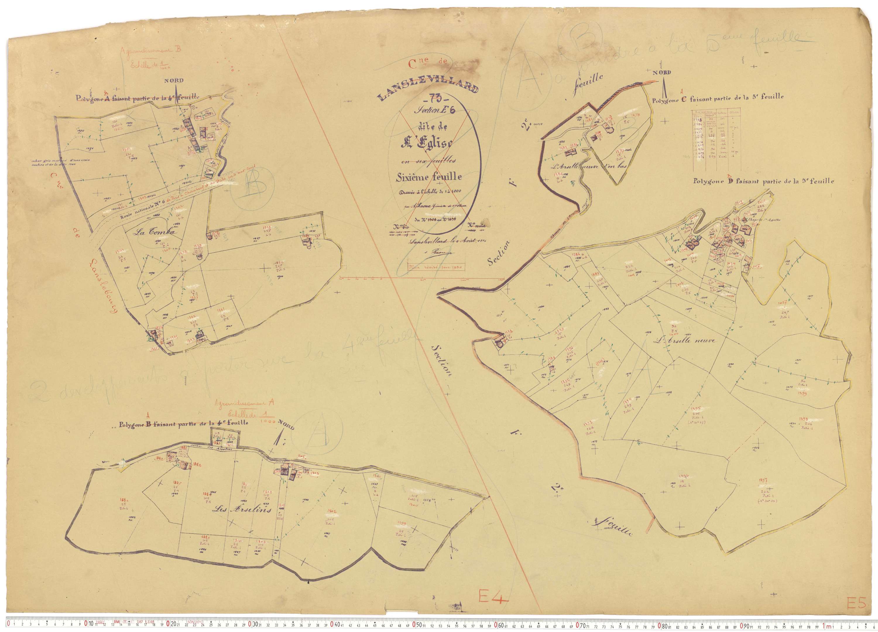 Lanslevillard - Plans cadastraux du cadastre rénové.