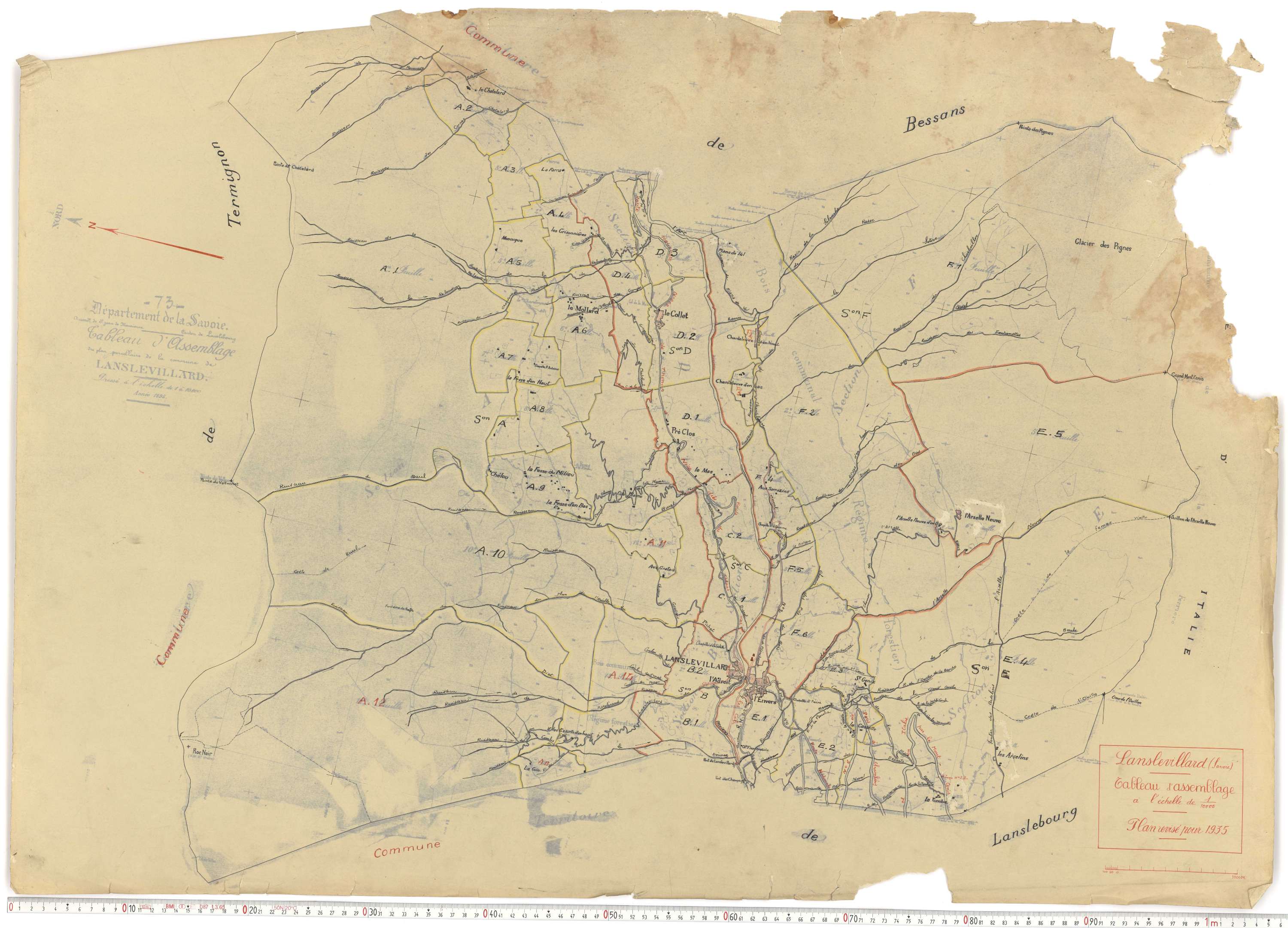 Lanslevillard - Plans cadastraux du cadastre rénové.