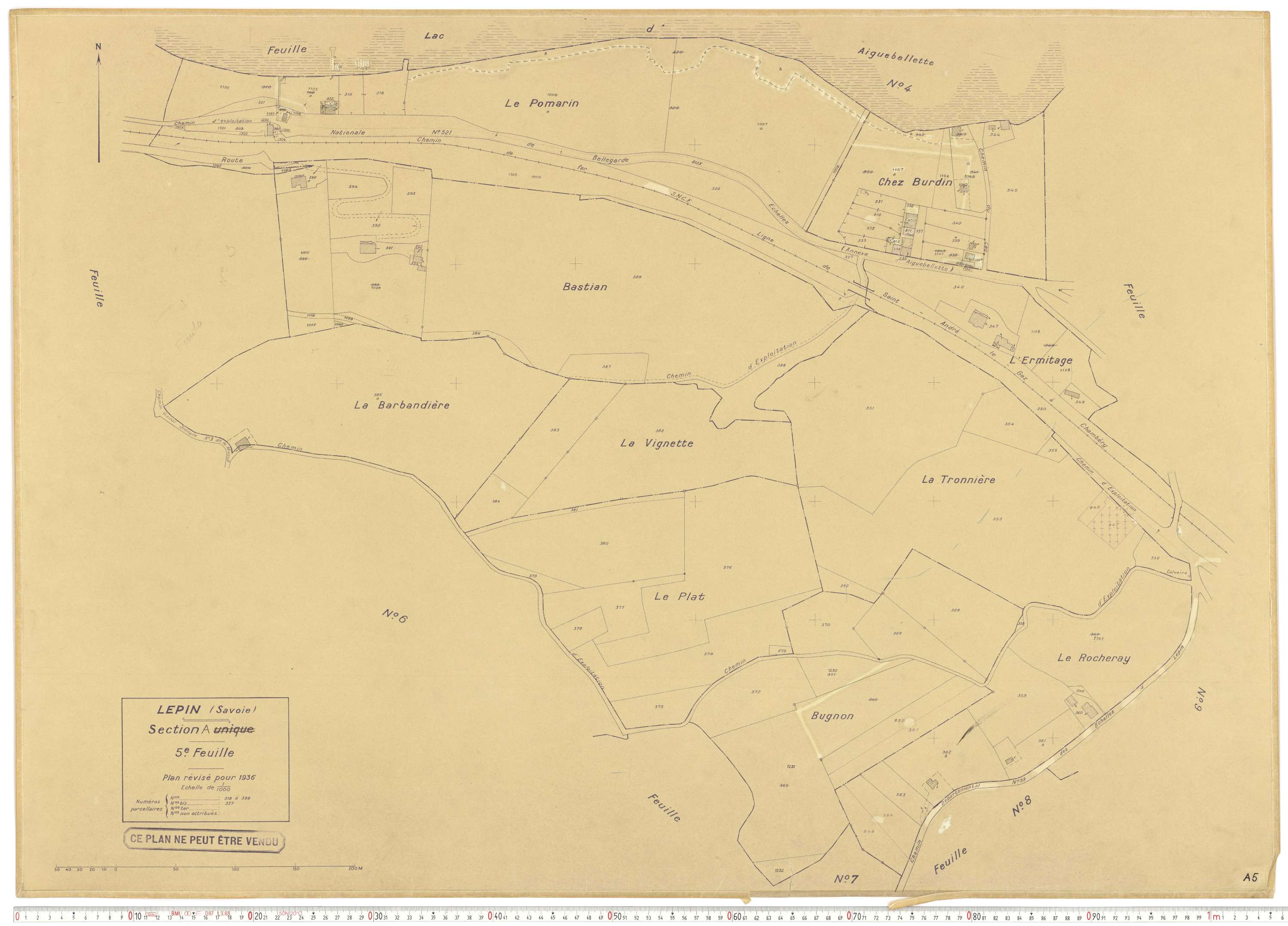 Lépin-le-Lac - Plans cadastraux du cadastre rénové.