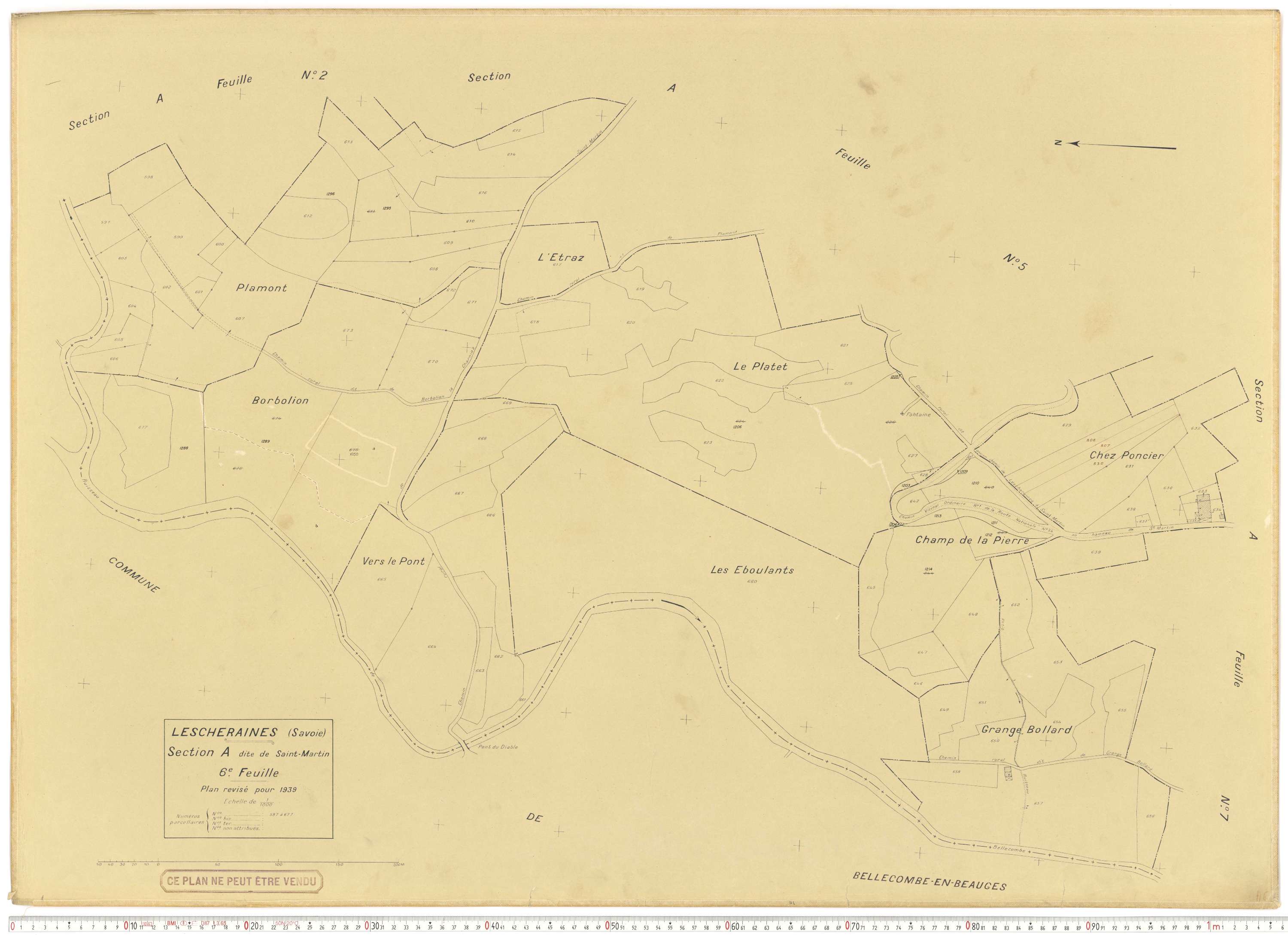 Lescheraines - Plans cadastraux du cadastre rénové.