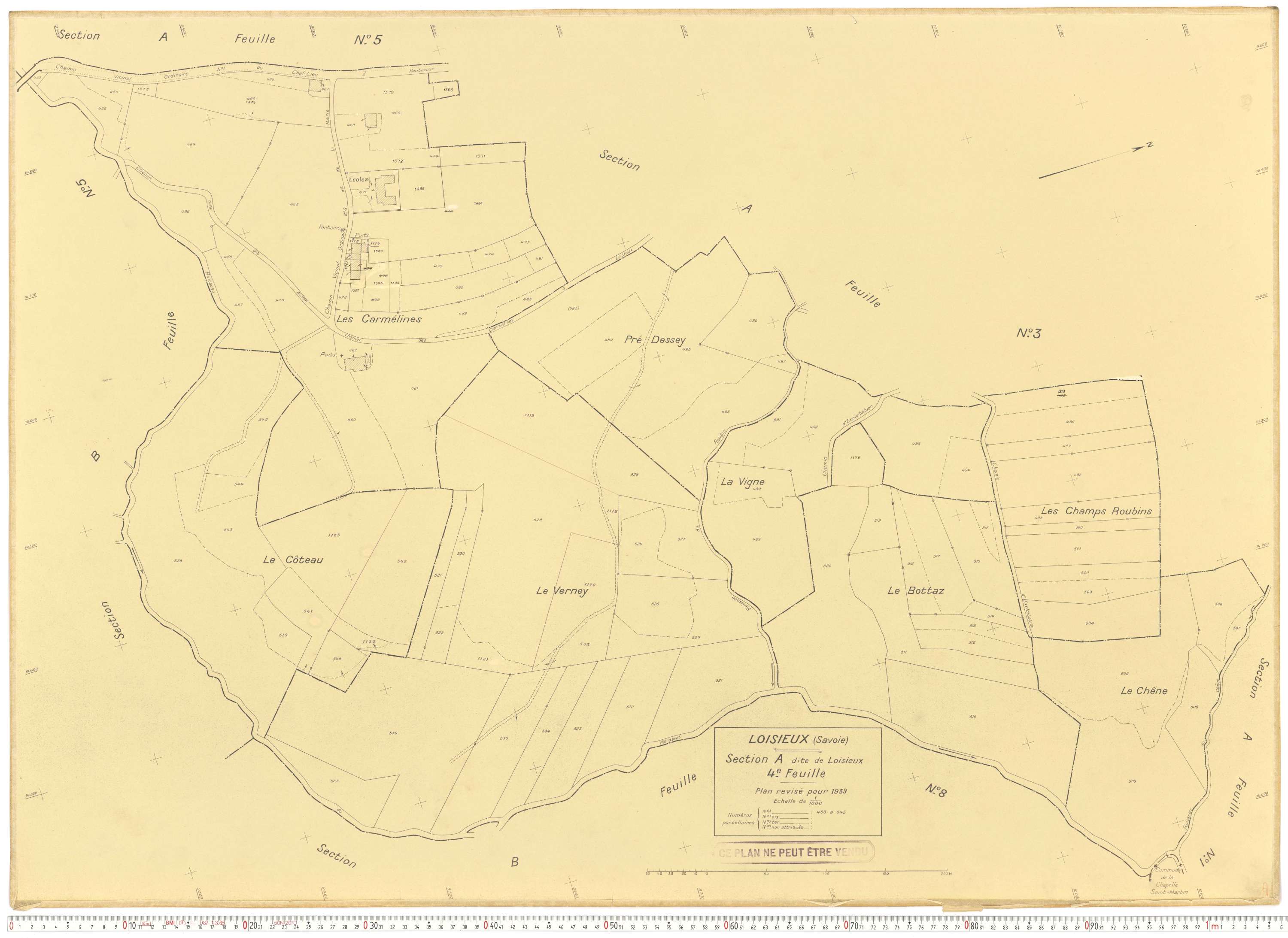 Loisieux - Plans cadastraux du cadastre rénové.