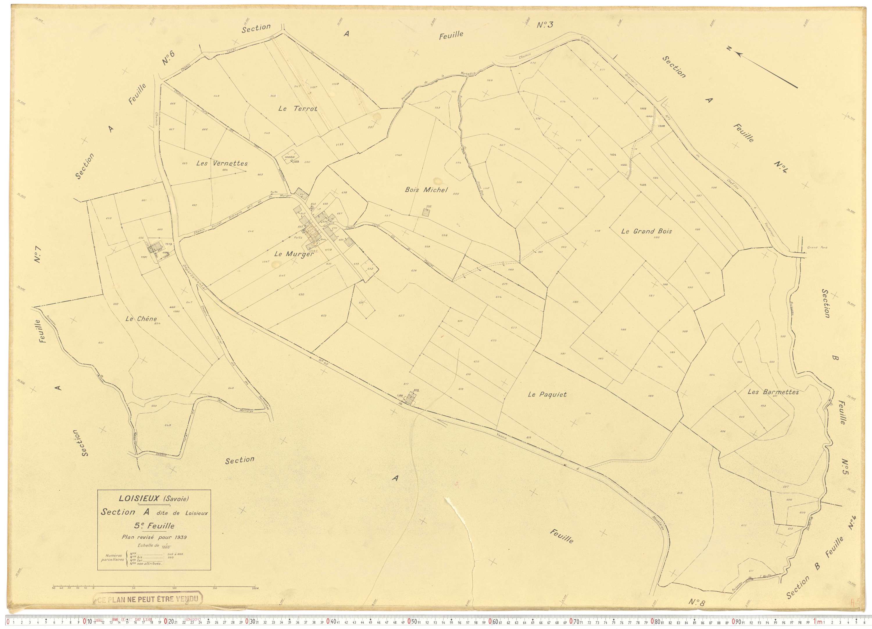 Loisieux - Plans cadastraux du cadastre rénové.