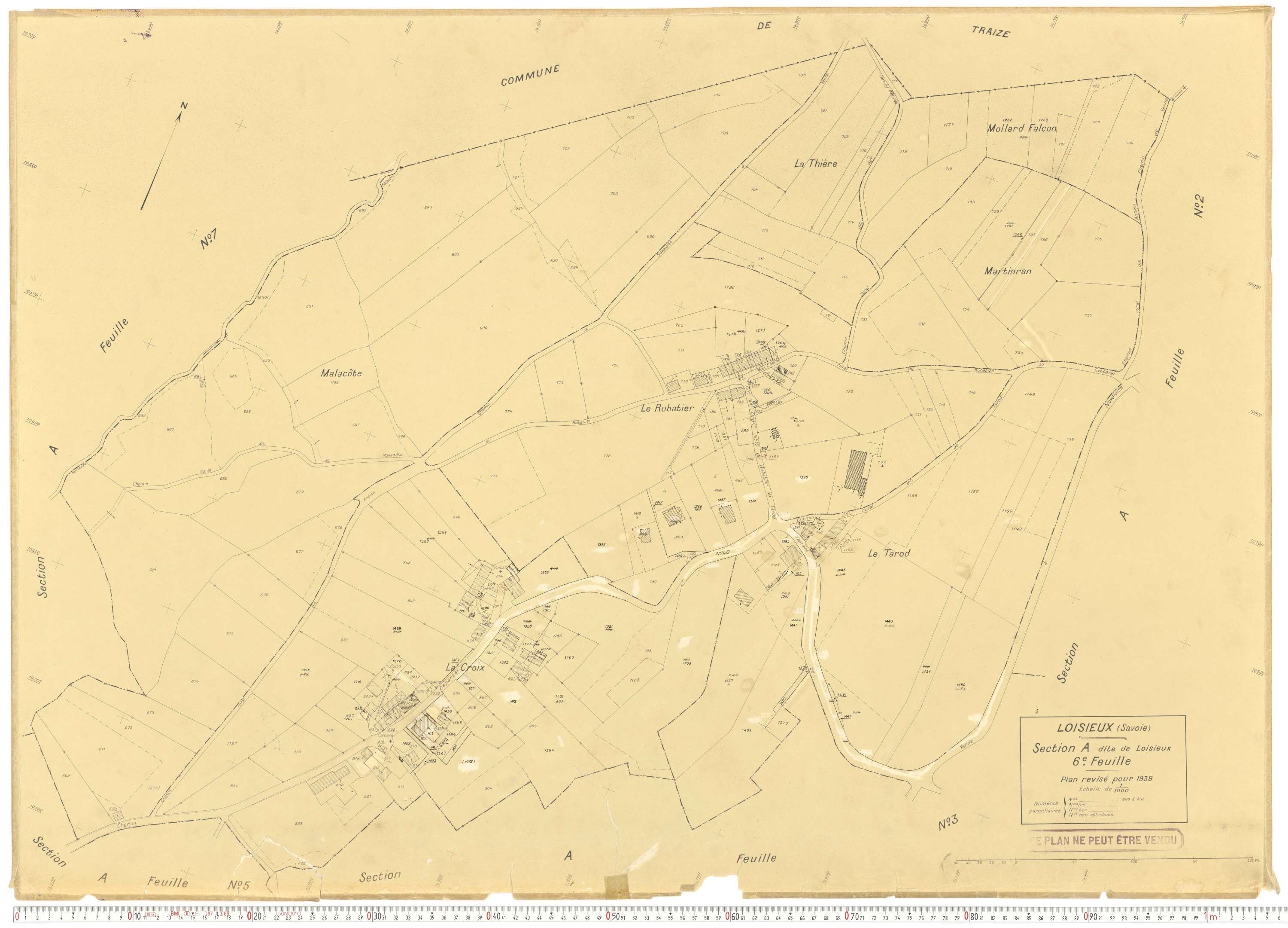 Loisieux - Plans cadastraux du cadastre rénové.