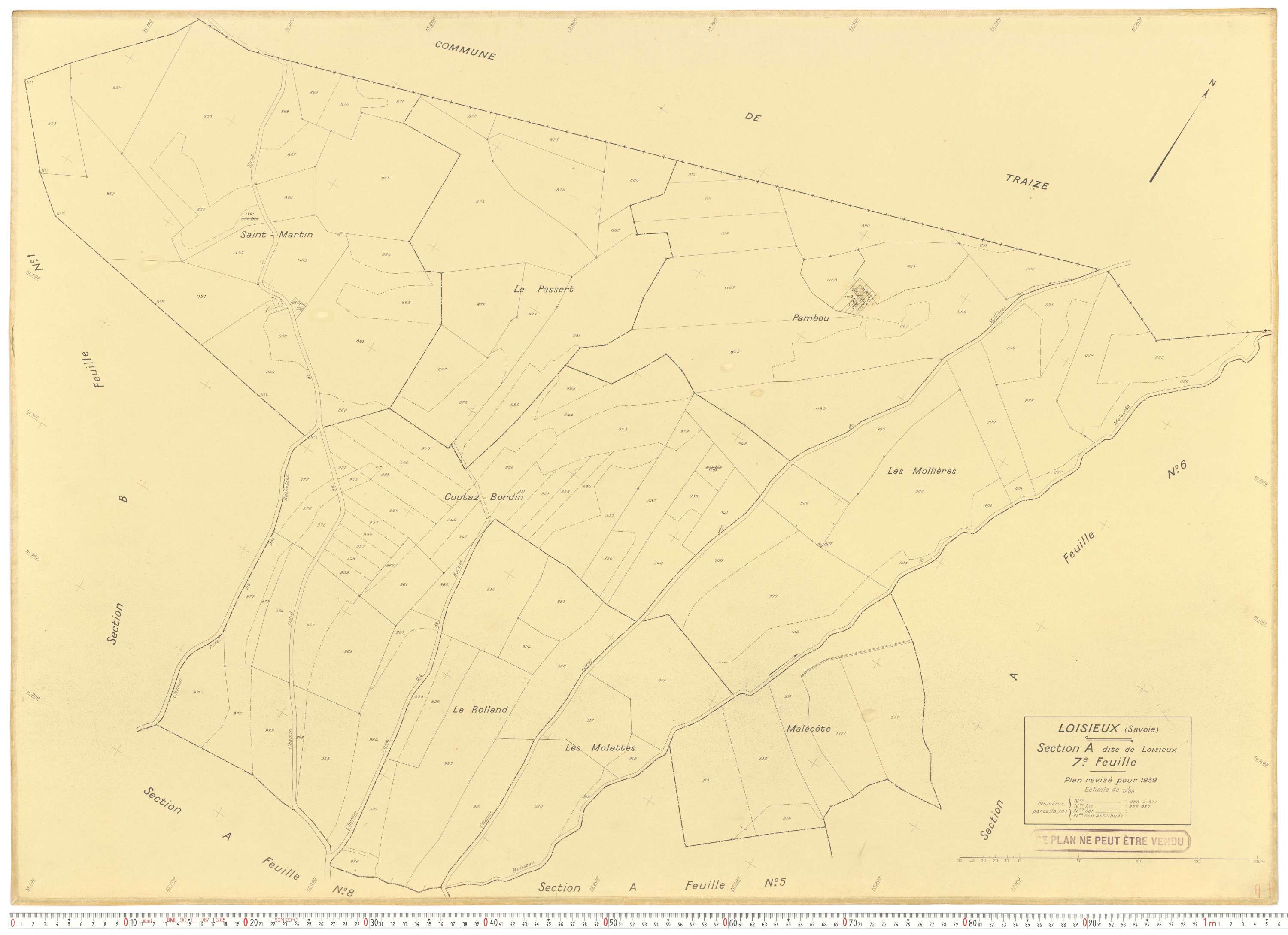 Loisieux - Plans cadastraux du cadastre rénové.