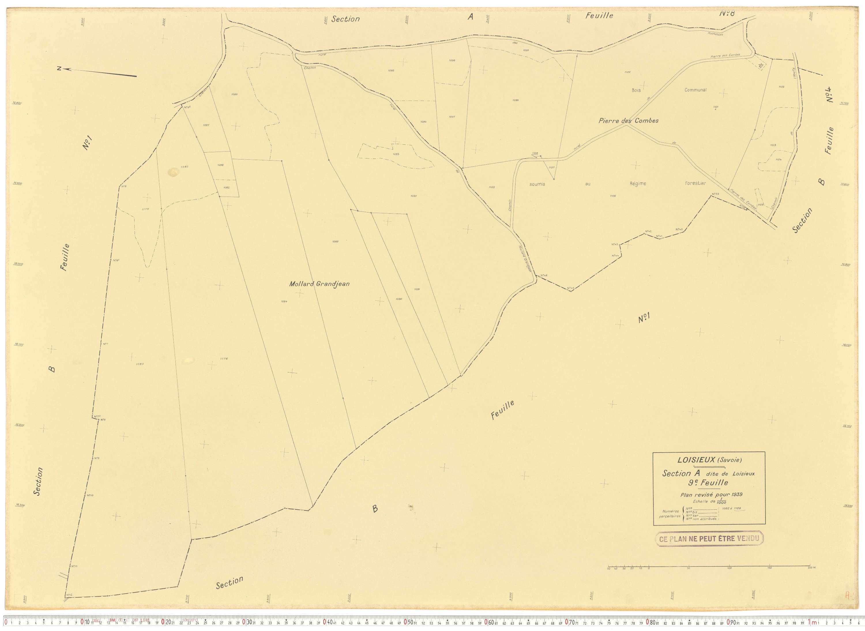 Loisieux - Plans cadastraux du cadastre rénové.