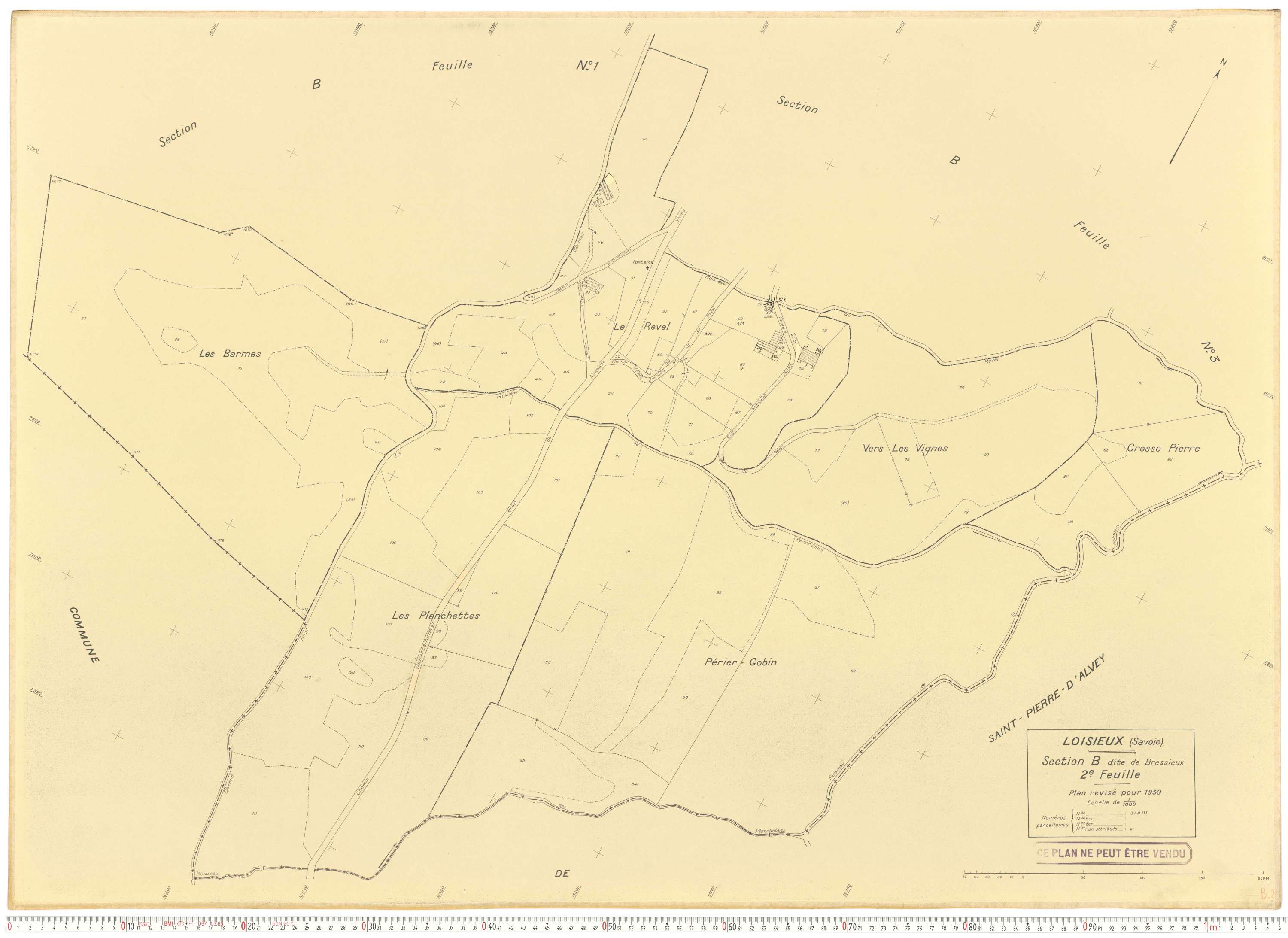 Loisieux - Plans cadastraux du cadastre rénové.
