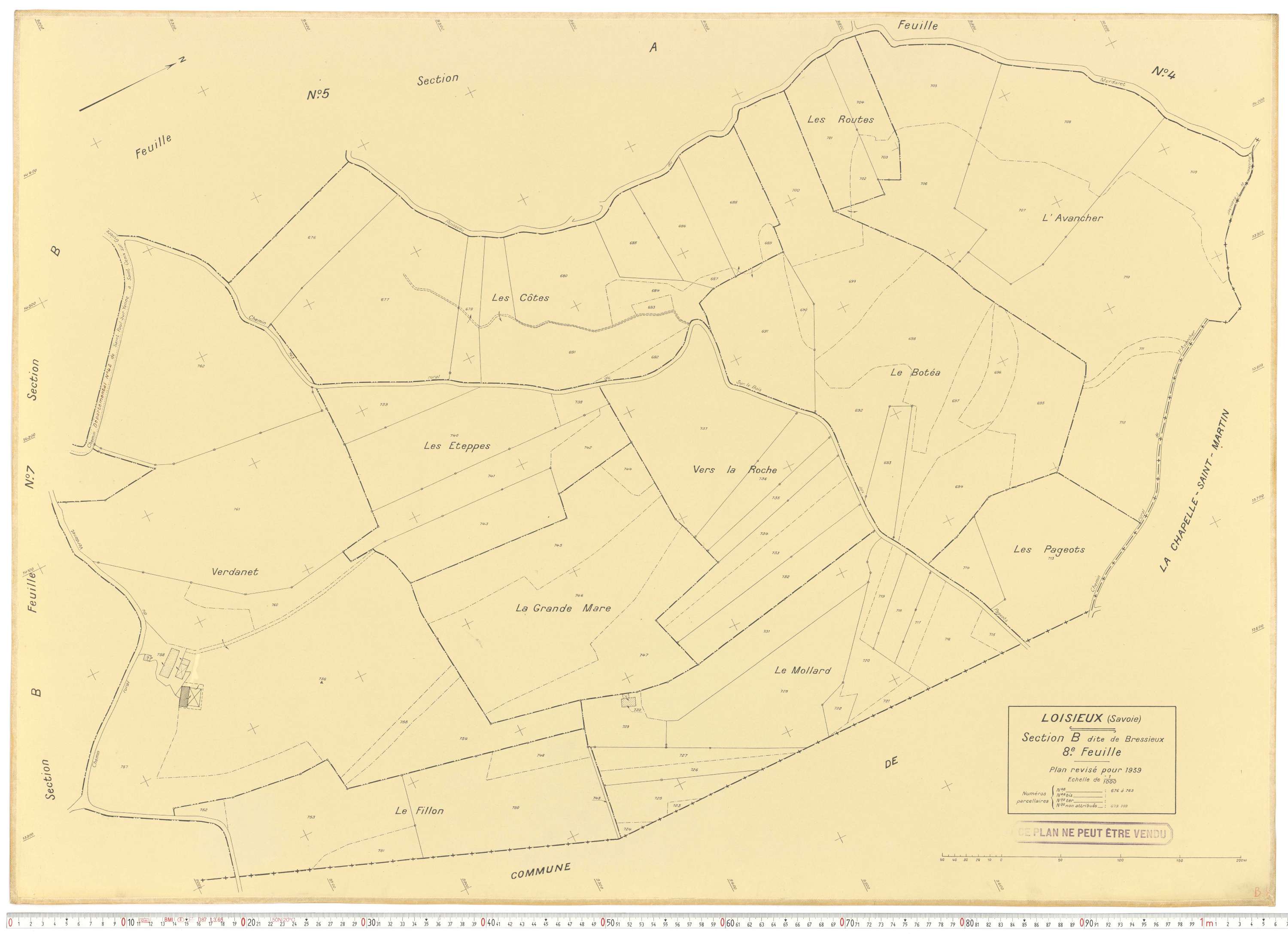 Loisieux - Plans cadastraux du cadastre rénové.