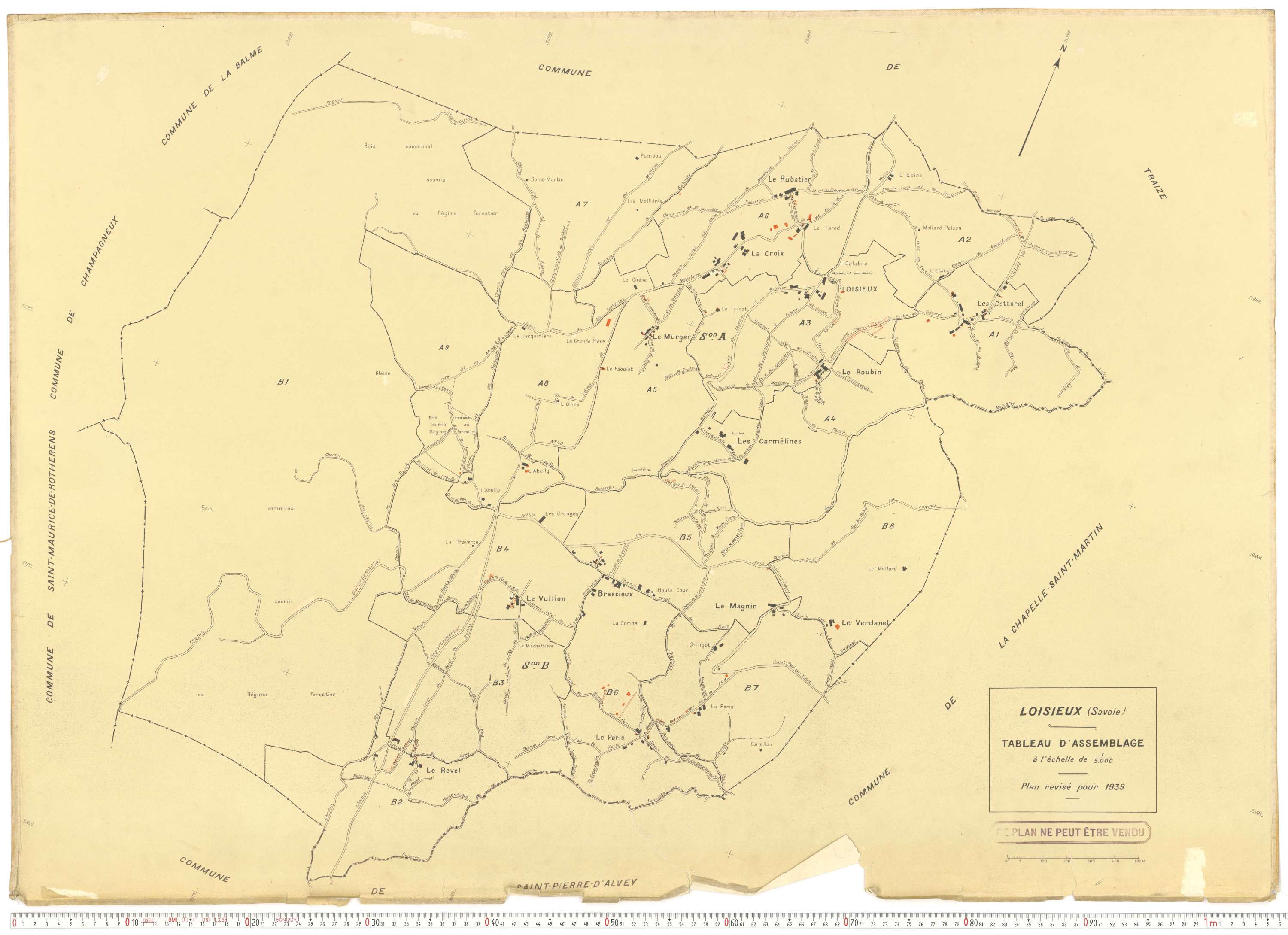 Loisieux - Plans cadastraux du cadastre rénové.