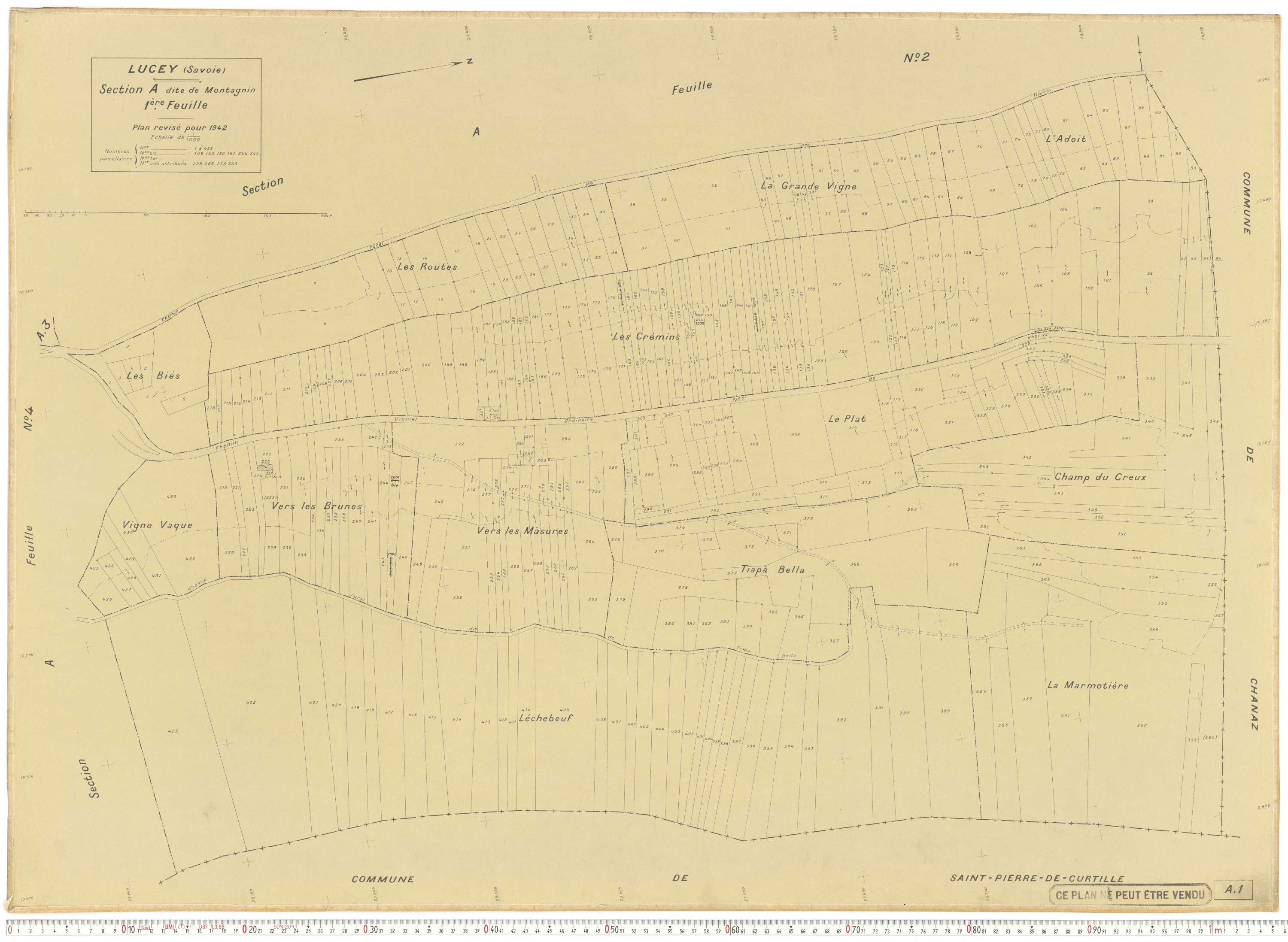Lucey - Plans cadastraux du cadastre rénové.