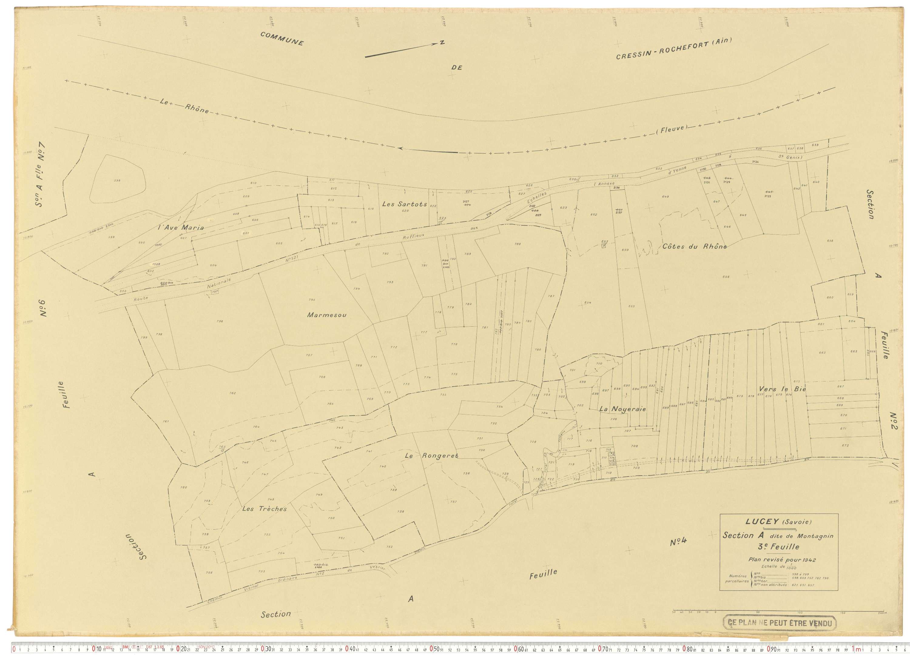 Lucey - Plans cadastraux du cadastre rénové.
