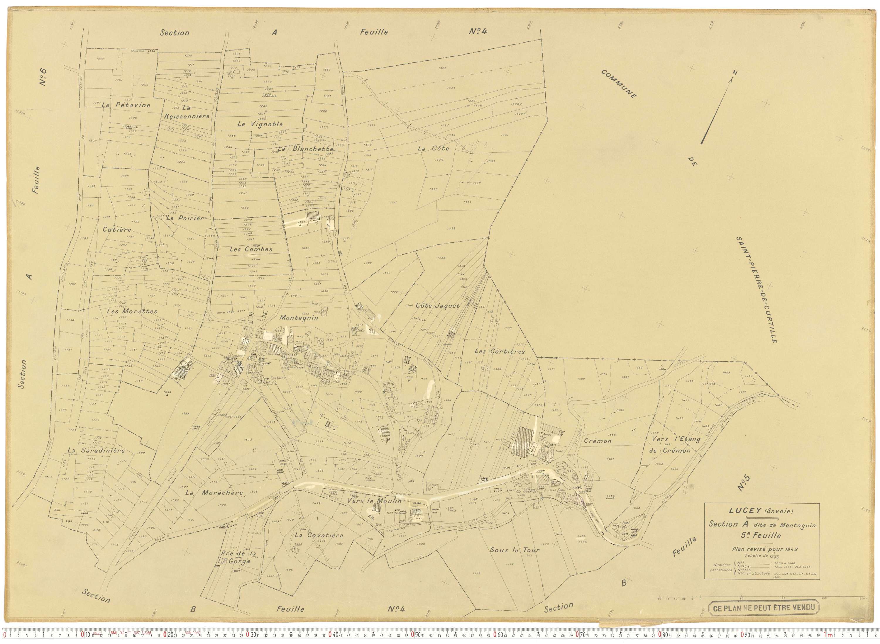 Lucey - Plans cadastraux du cadastre rénové.