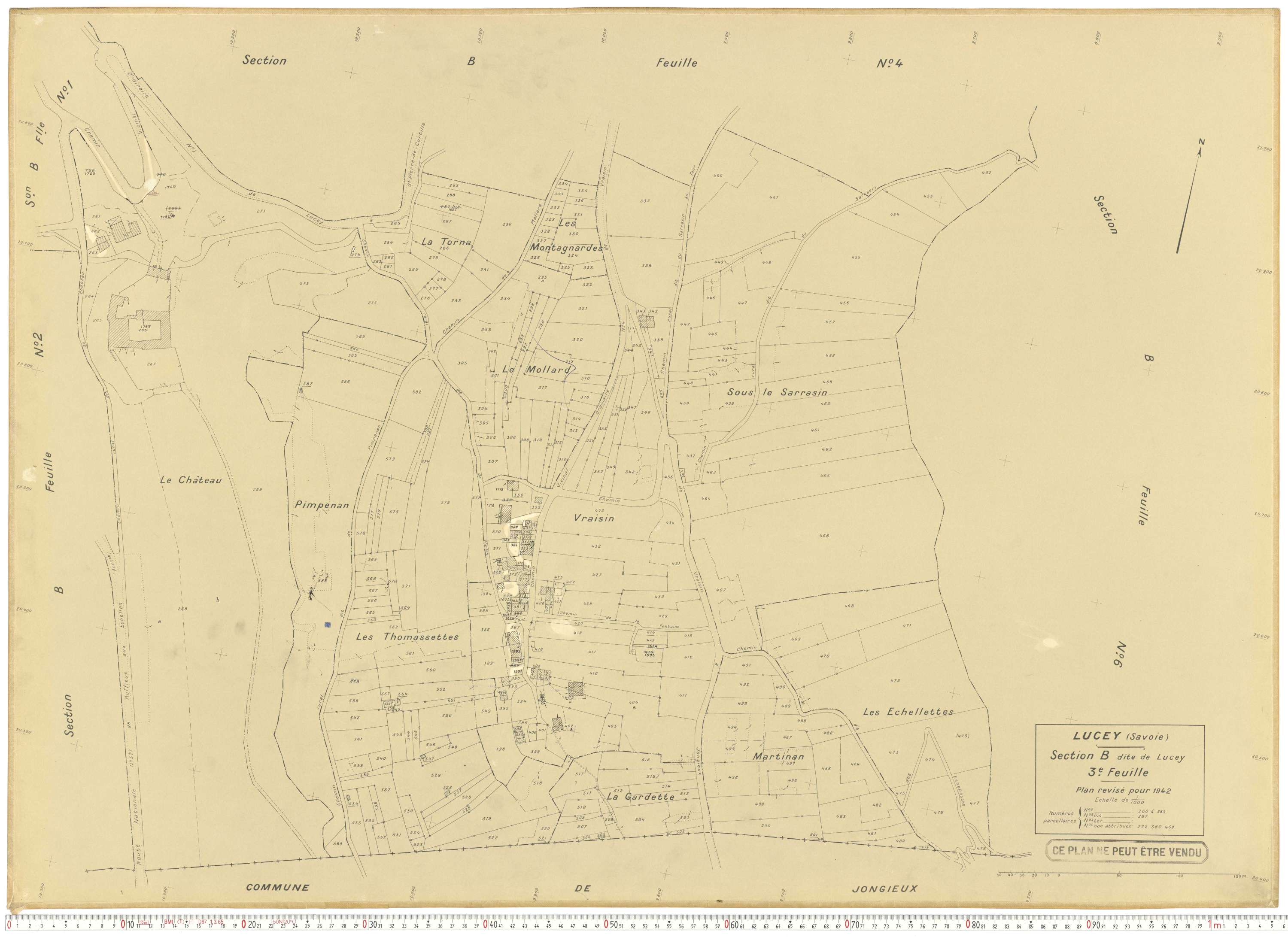 Lucey - Plans cadastraux du cadastre rénové.