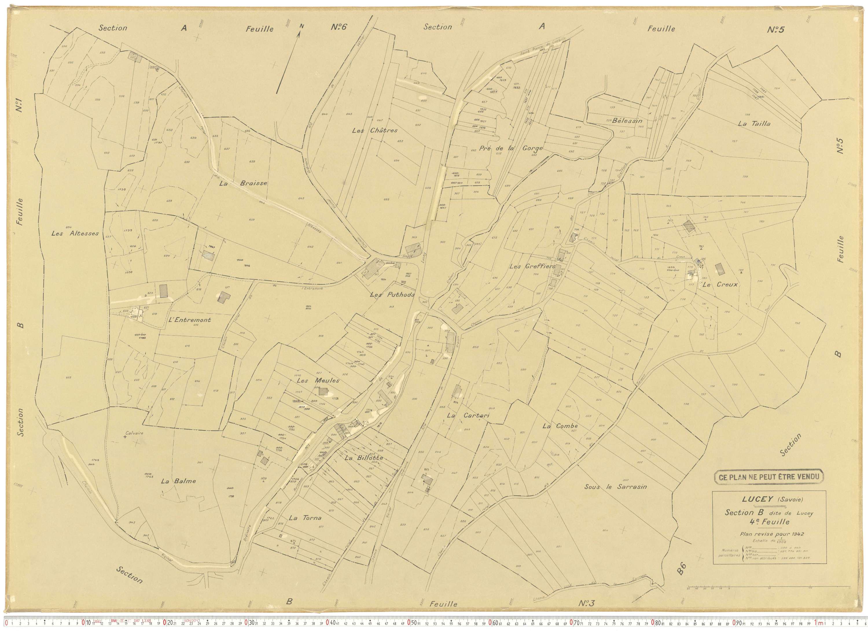 Lucey - Plans cadastraux du cadastre rénové.