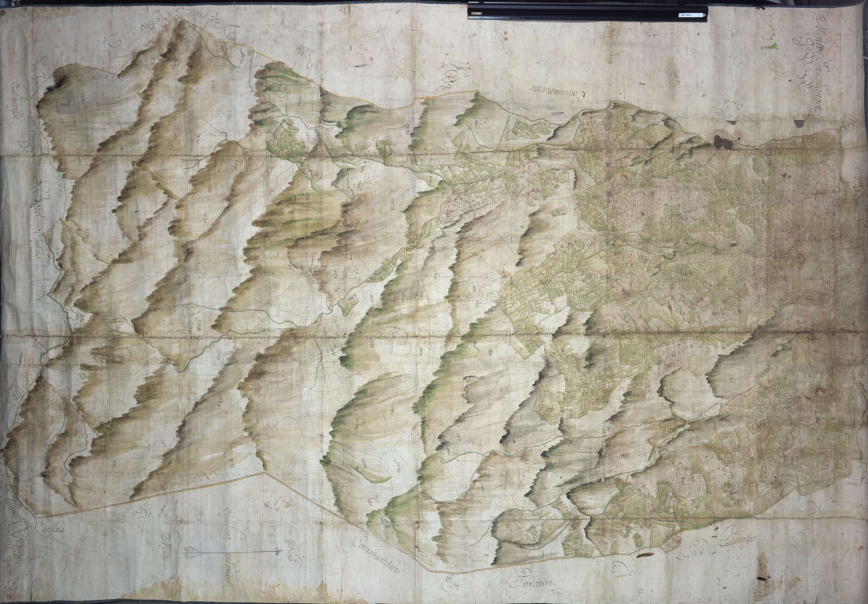 Mâcot-la-Plagne - Copie de la mappe originale (plan cadastral) de la commune de Macot. Signée Cocelli, directeur de la péréquation.