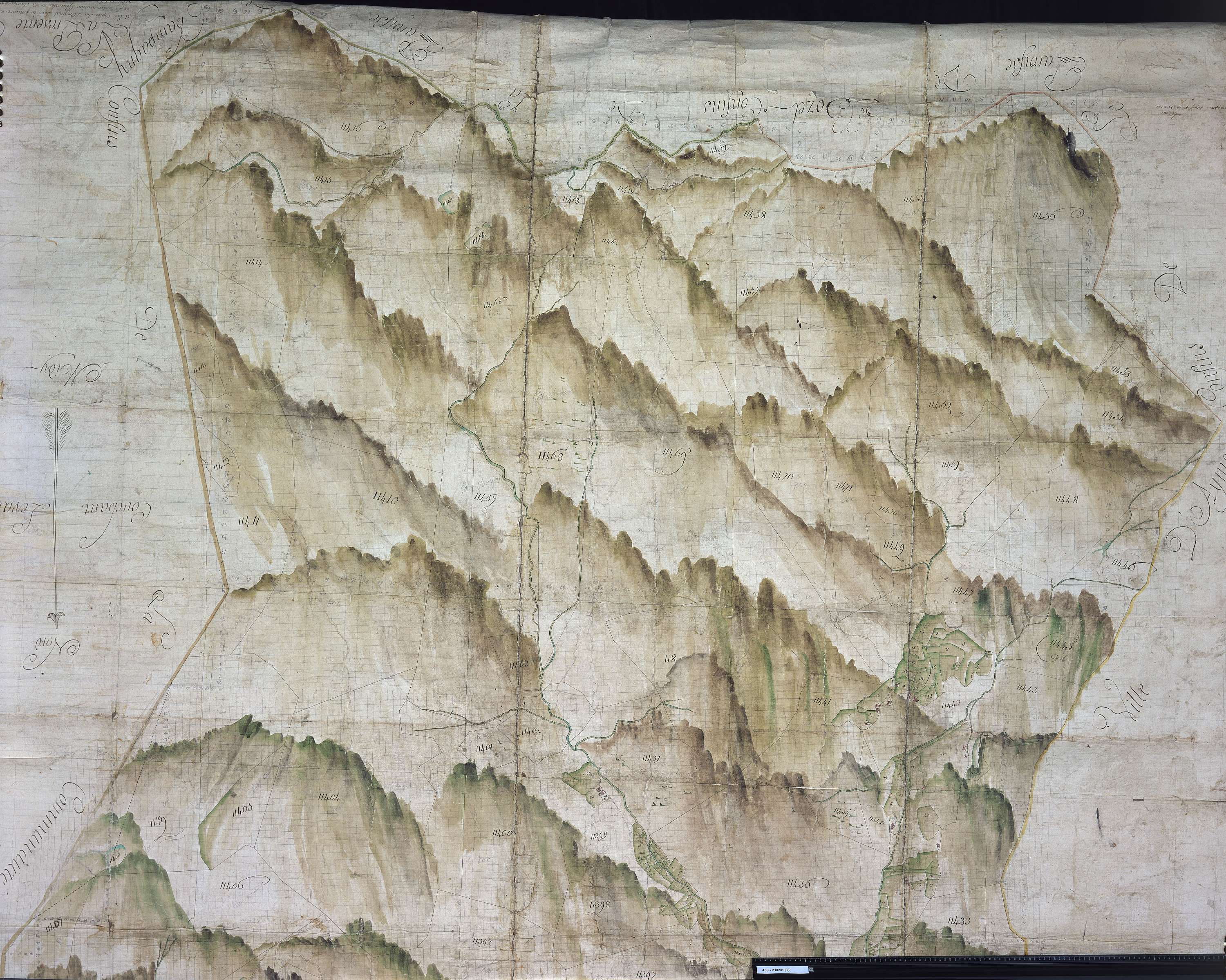 Mâcot-la-Plagne - Copie de la mappe originale (plan cadastral) de la commune de Macot. Signée Cocelli, directeur de la péréquation.