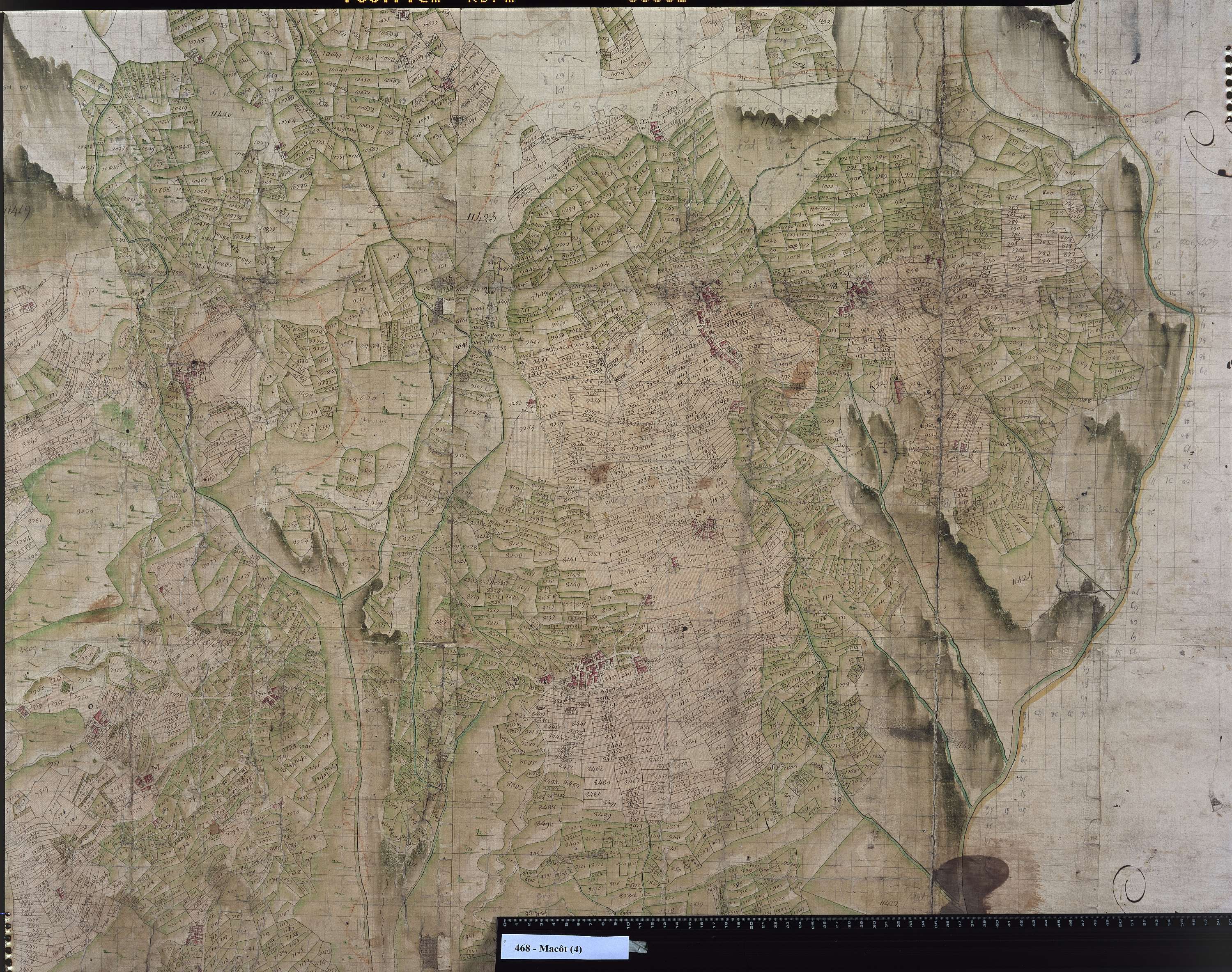 Mâcot-la-Plagne - Copie de la mappe originale (plan cadastral) de la commune de Macot. Signée Cocelli, directeur de la péréquation.