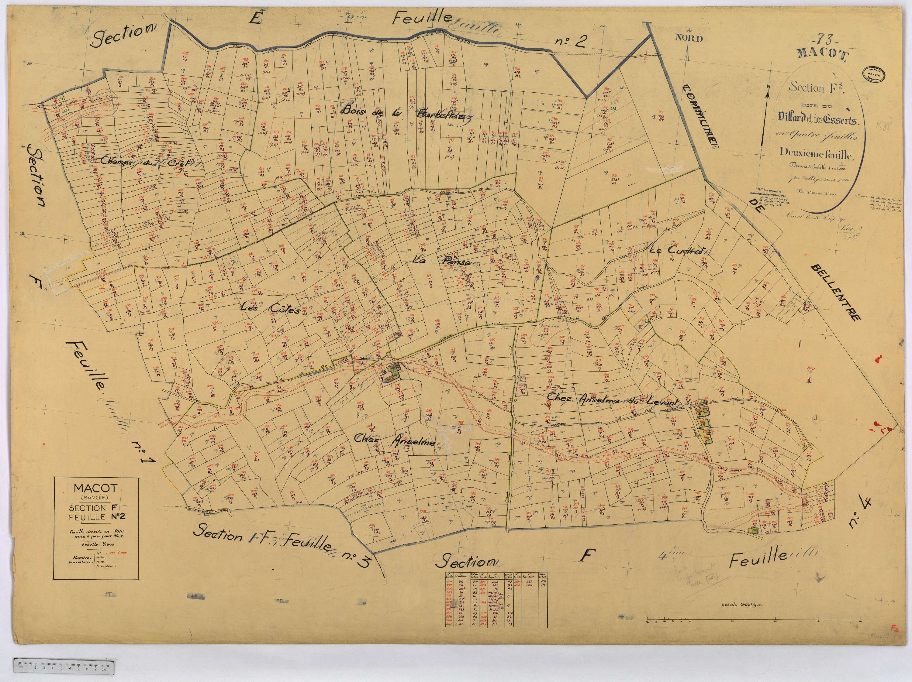 Mâcot-la-Plagne - Cadastre rénové (1962).
