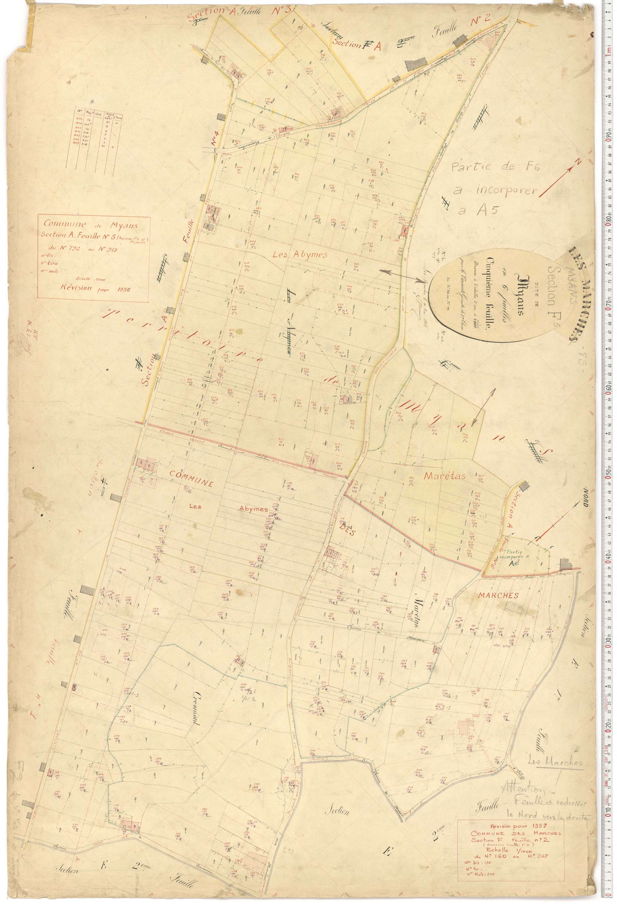 Marches - Plans cadastraux du premier cadastre français (version de travail du cadastre rénové, de 1956).