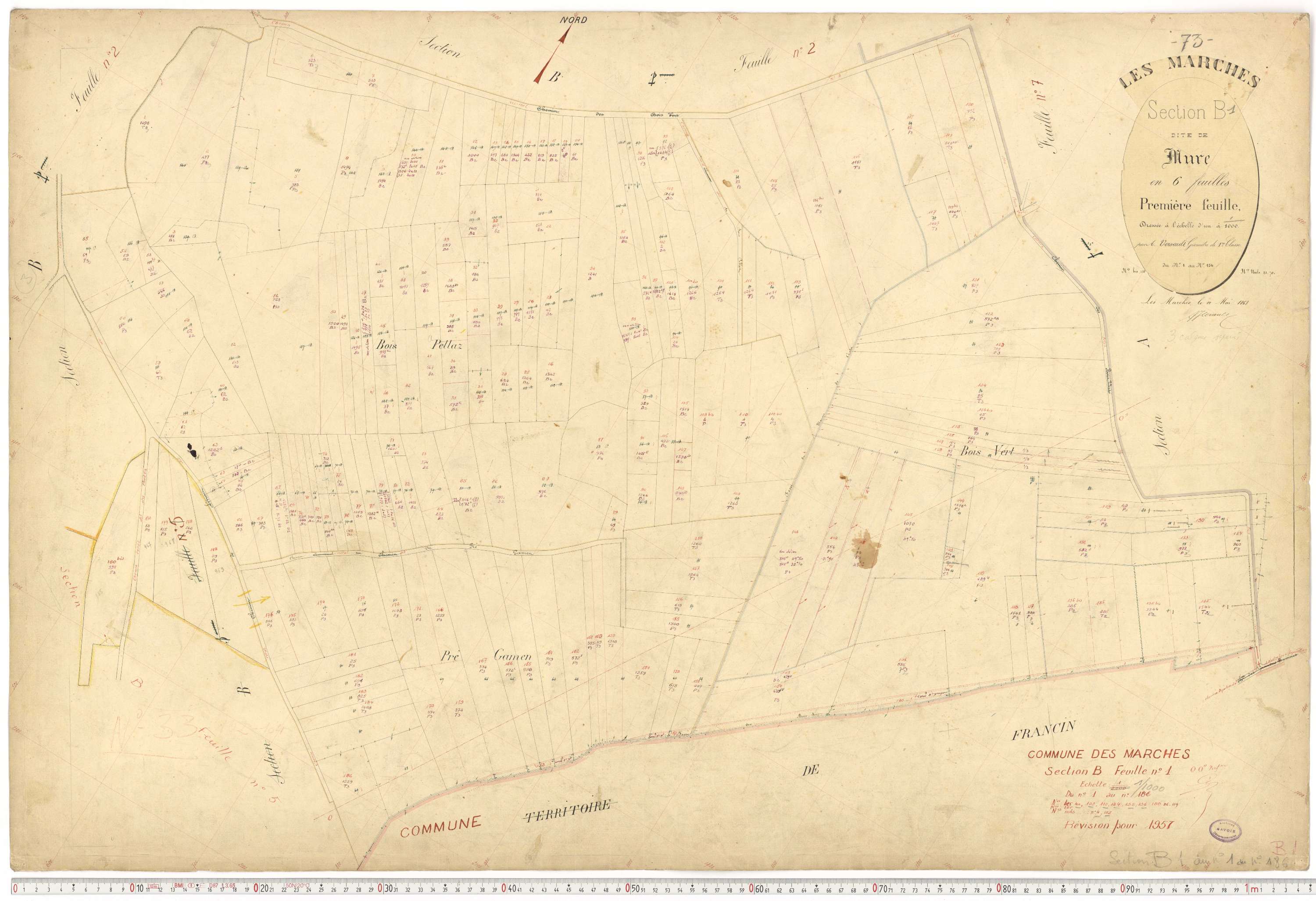 Marches - Plans cadastraux du premier cadastre français (version de travail du cadastre rénové, de 1956).