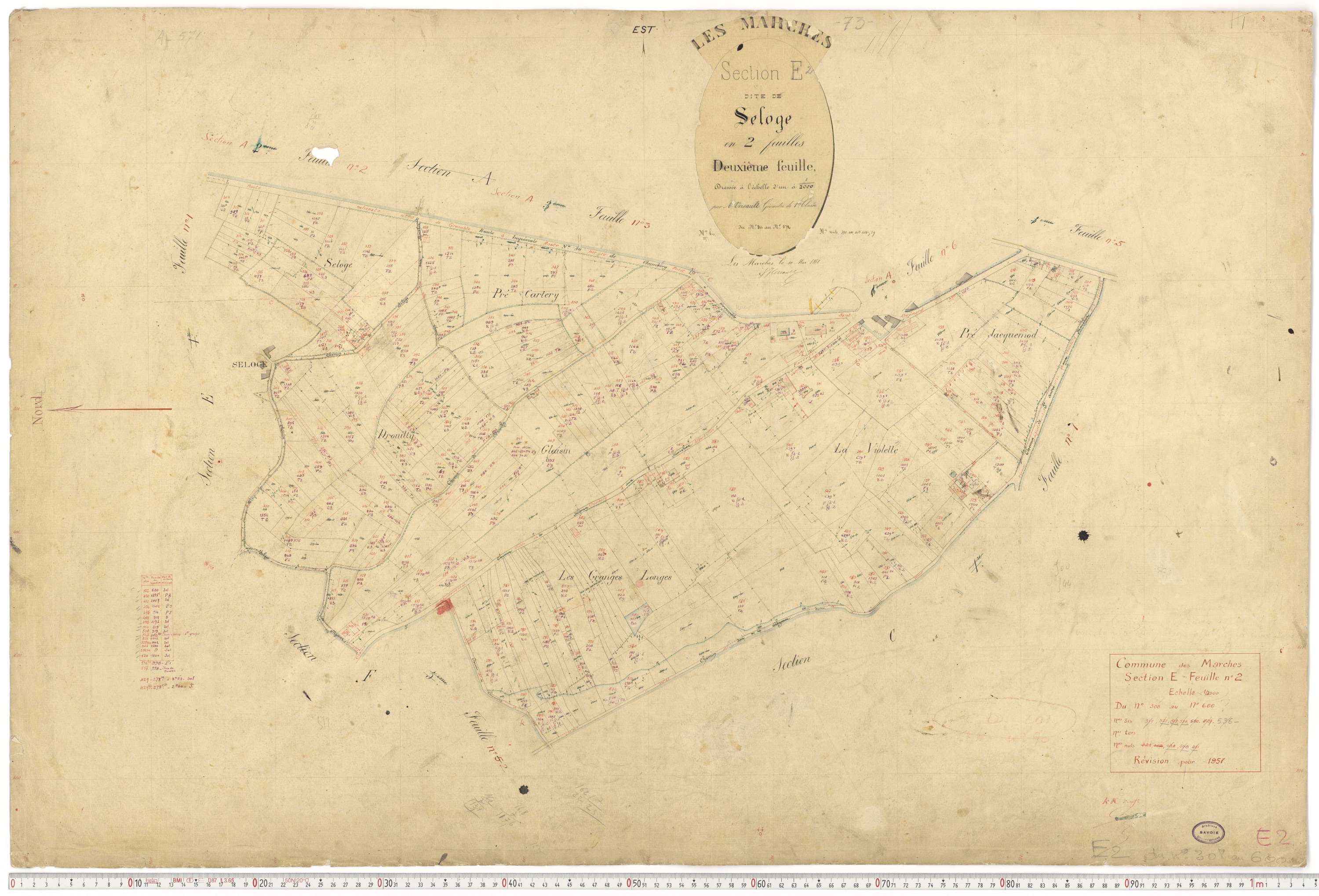 Marches - Plans cadastraux du premier cadastre français (version de travail du cadastre rénové, de 1956).