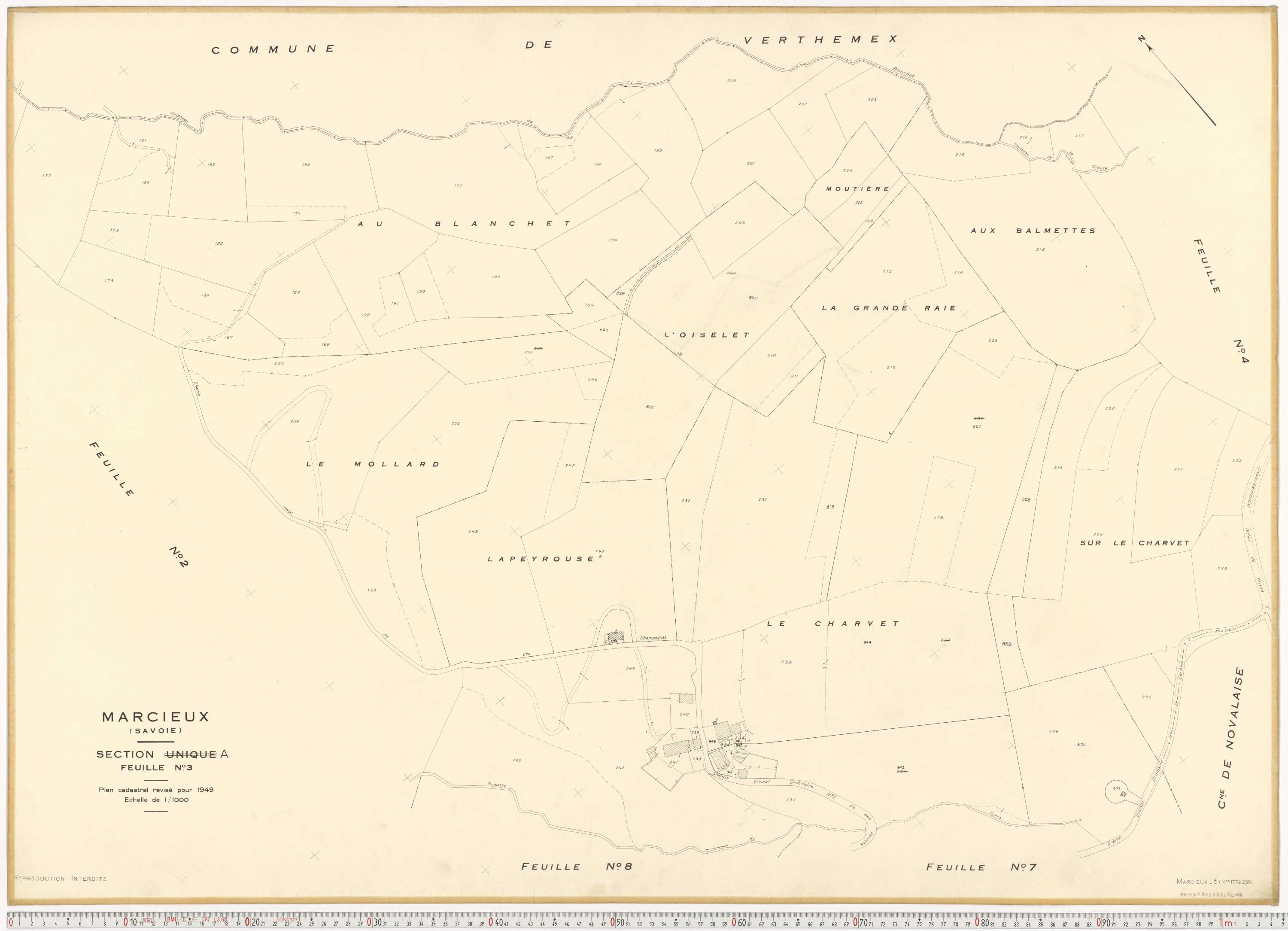 Marcieux - Plans cadastraux du cadastre rénové.