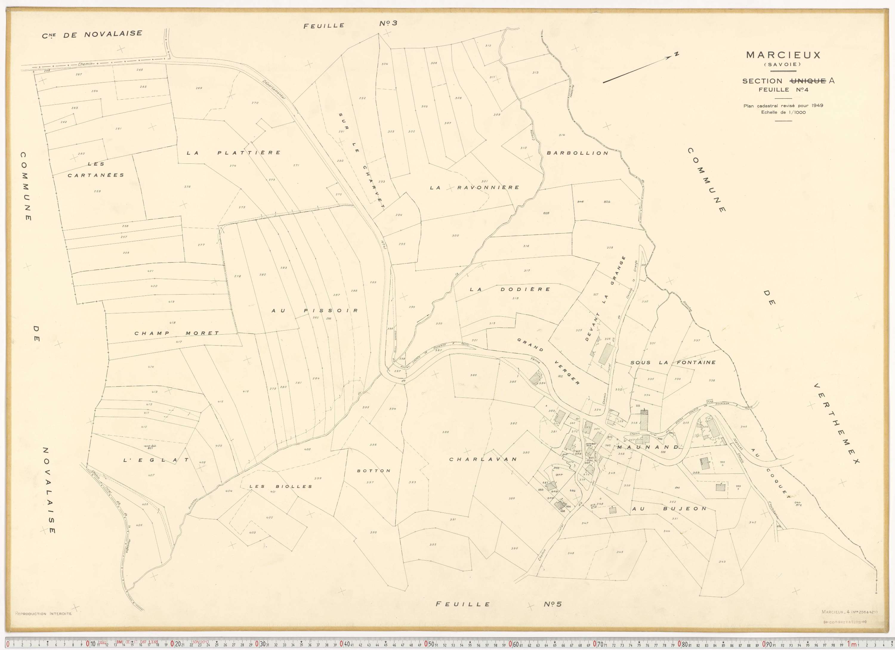 Marcieux - Plans cadastraux du cadastre rénové.