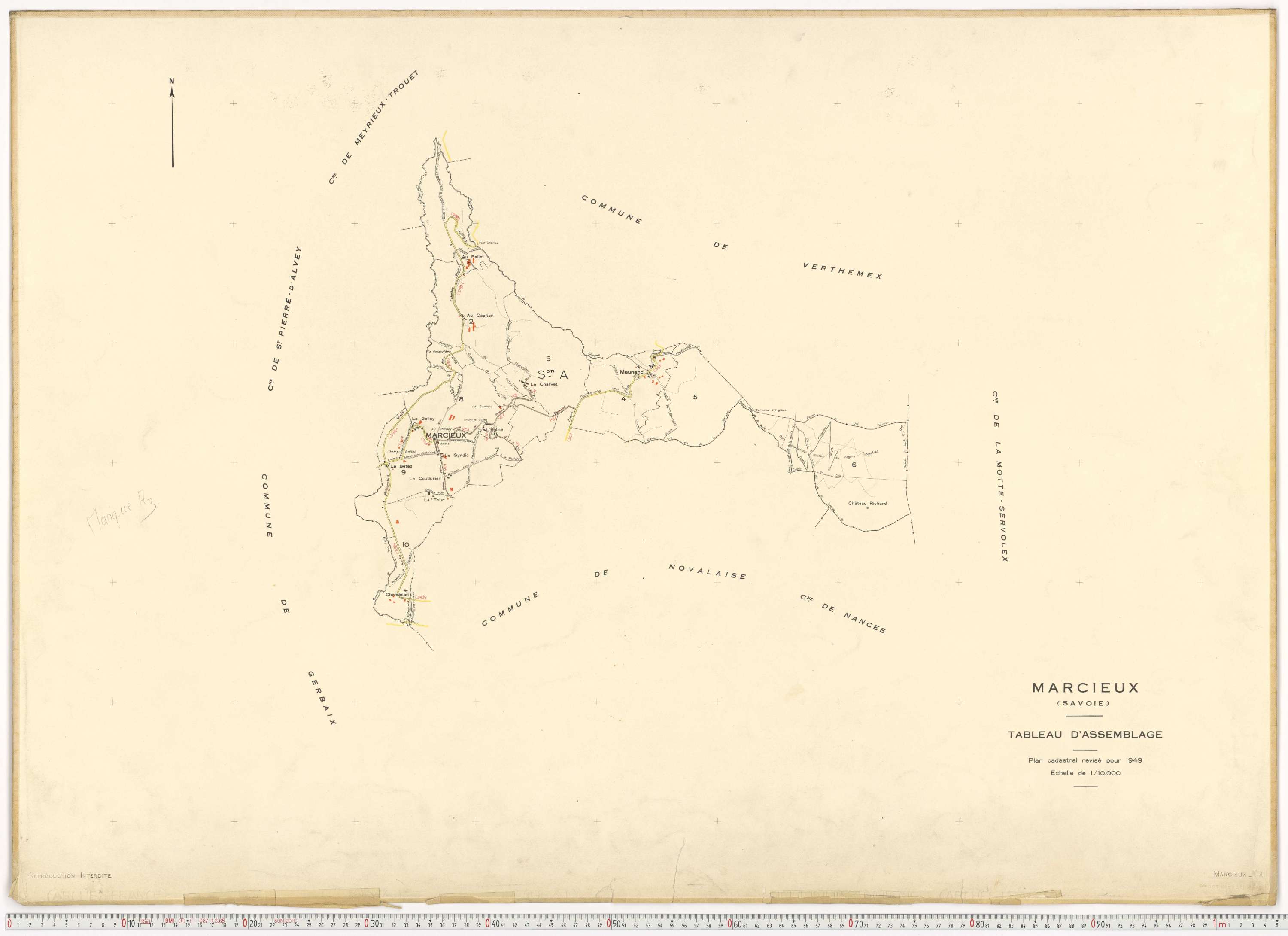 Marcieux - Plans cadastraux du cadastre rénové.