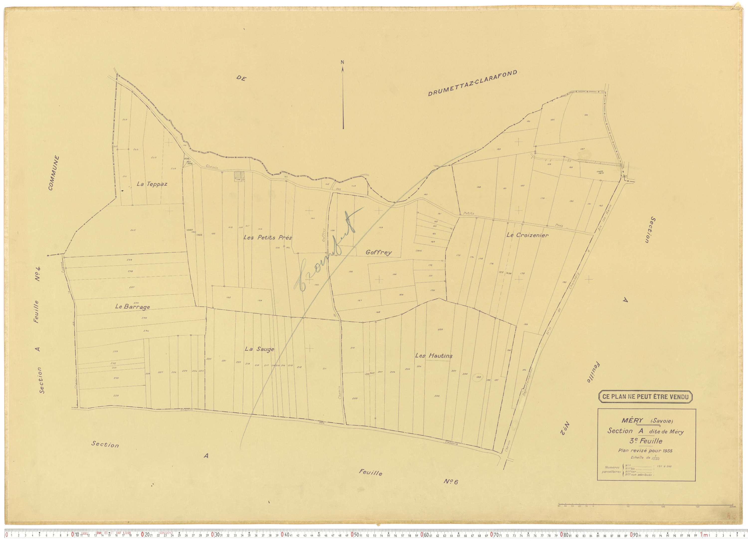 Méry - Plans cadastraux du cadastre rénové.