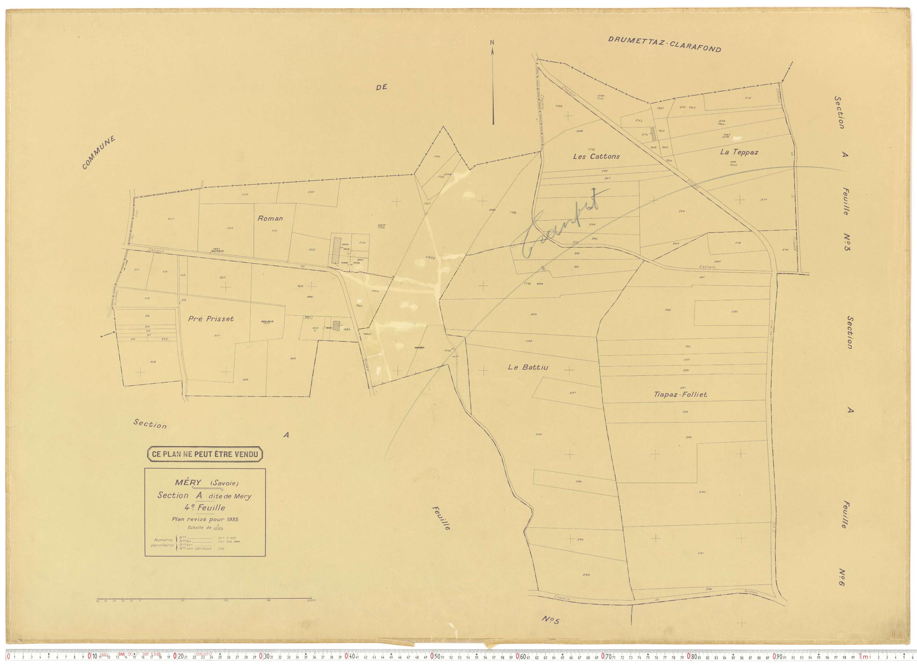 Méry - Plans cadastraux du cadastre rénové.