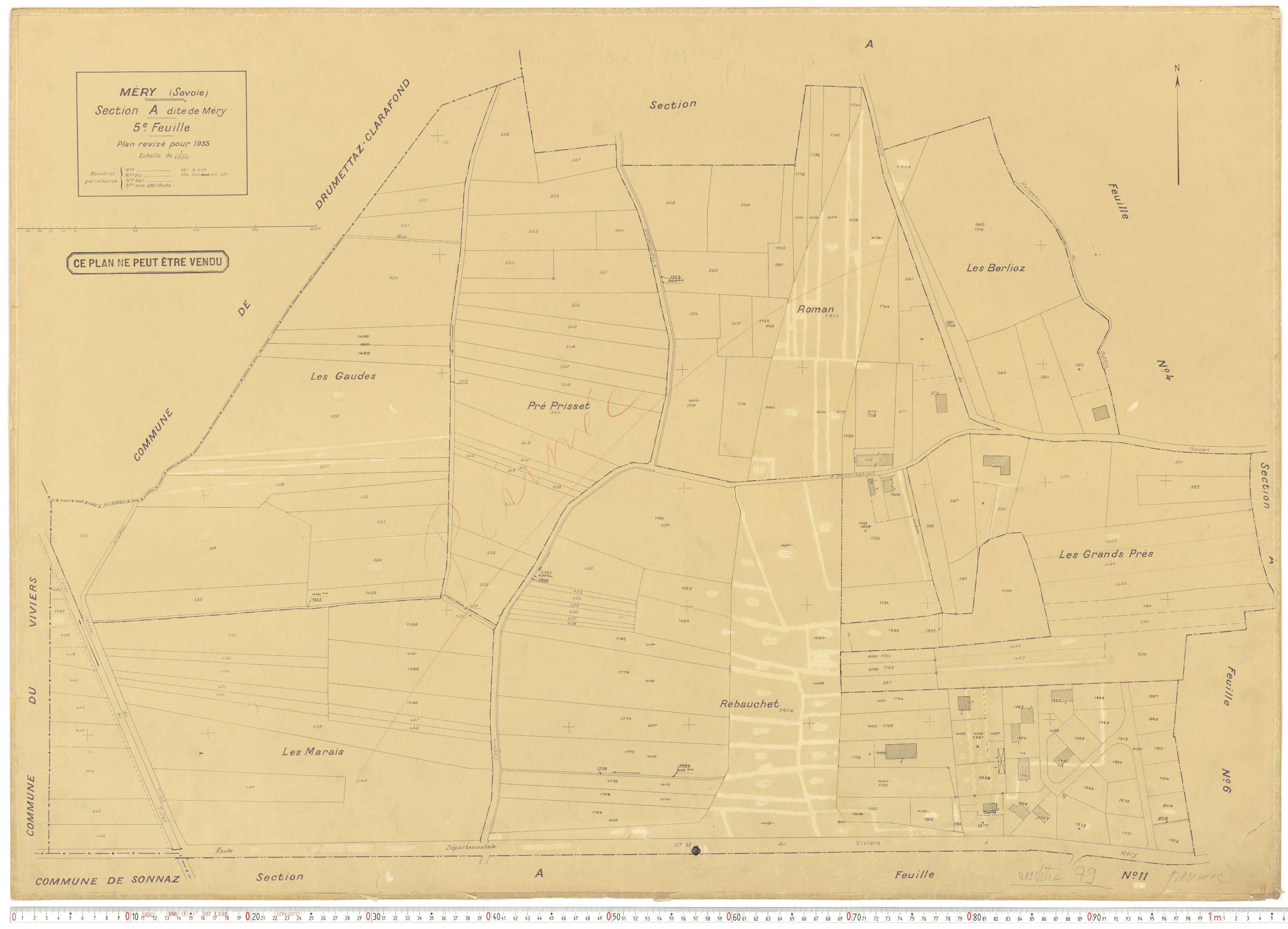 Méry - Plans cadastraux du cadastre rénové.