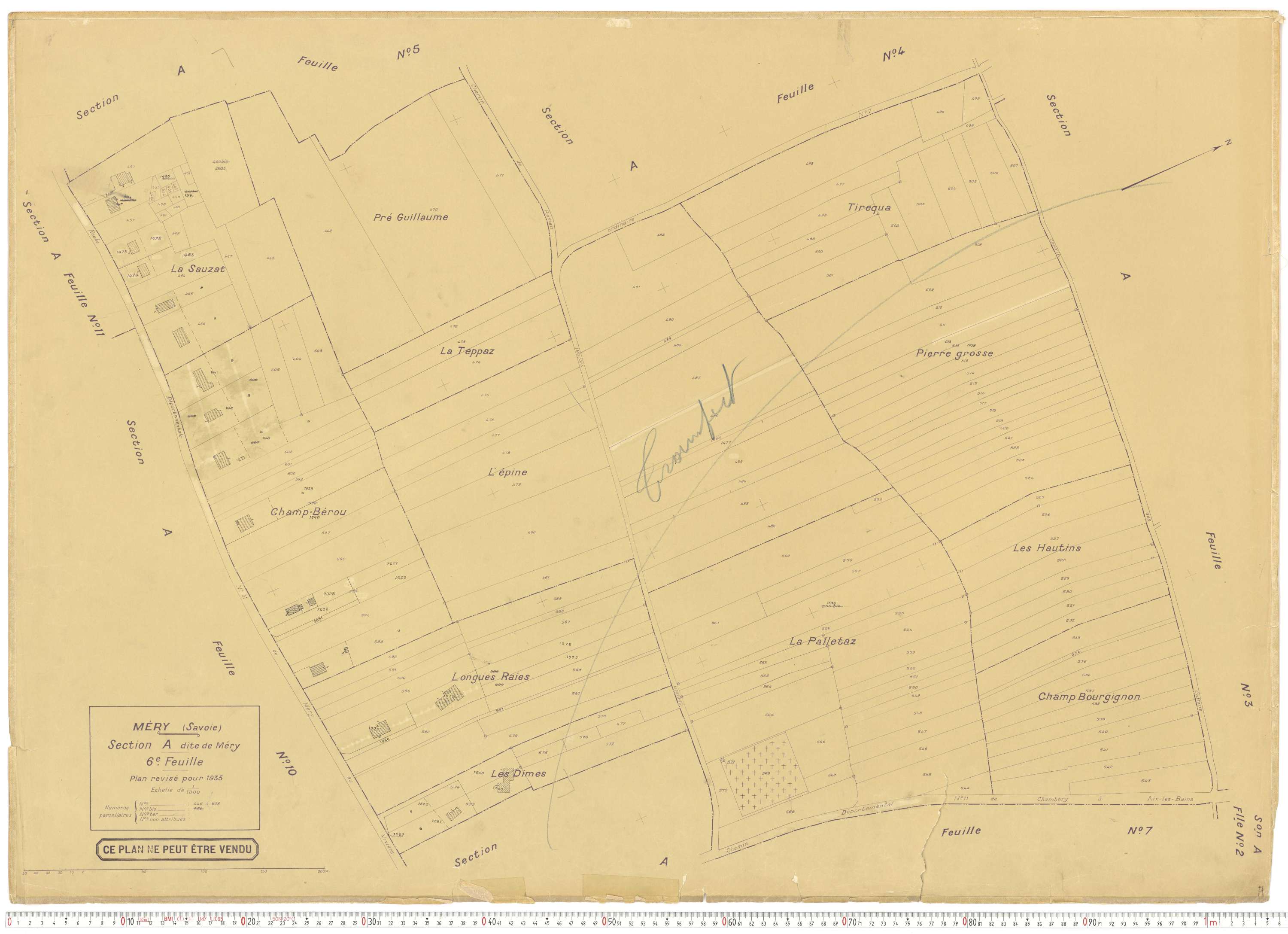 Méry - Plans cadastraux du cadastre rénové.