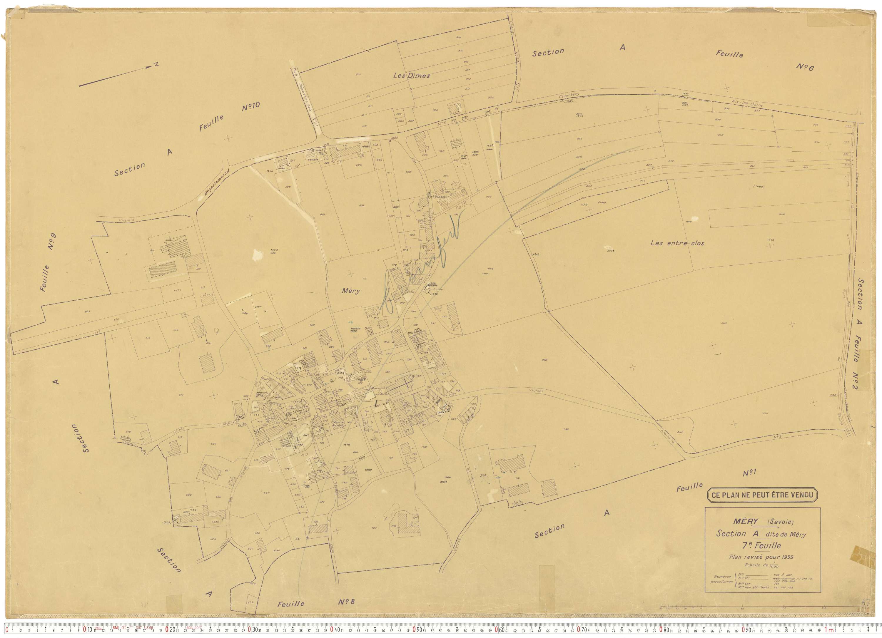Méry - Plans cadastraux du cadastre rénové.