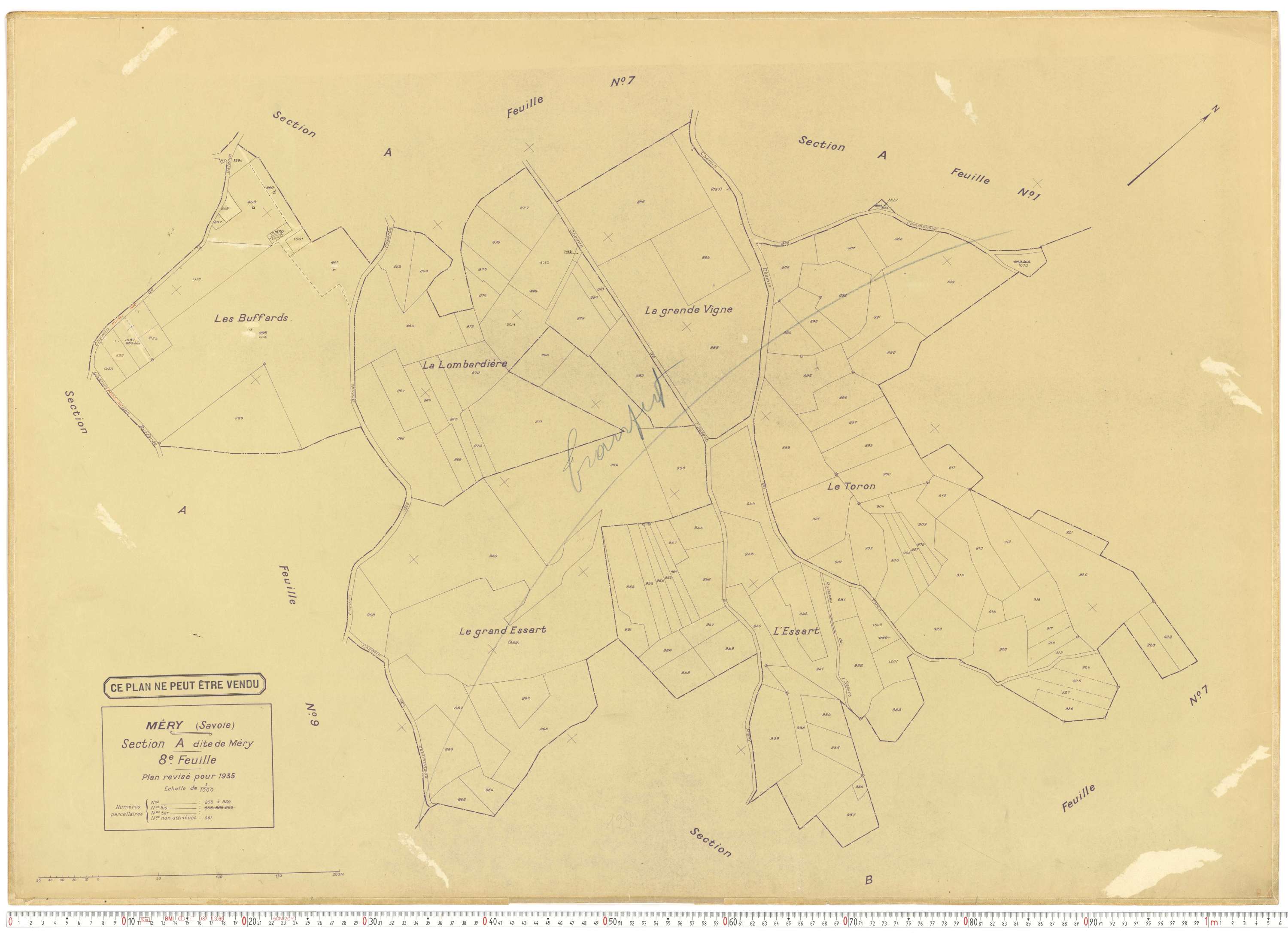 Méry - Plans cadastraux du cadastre rénové.