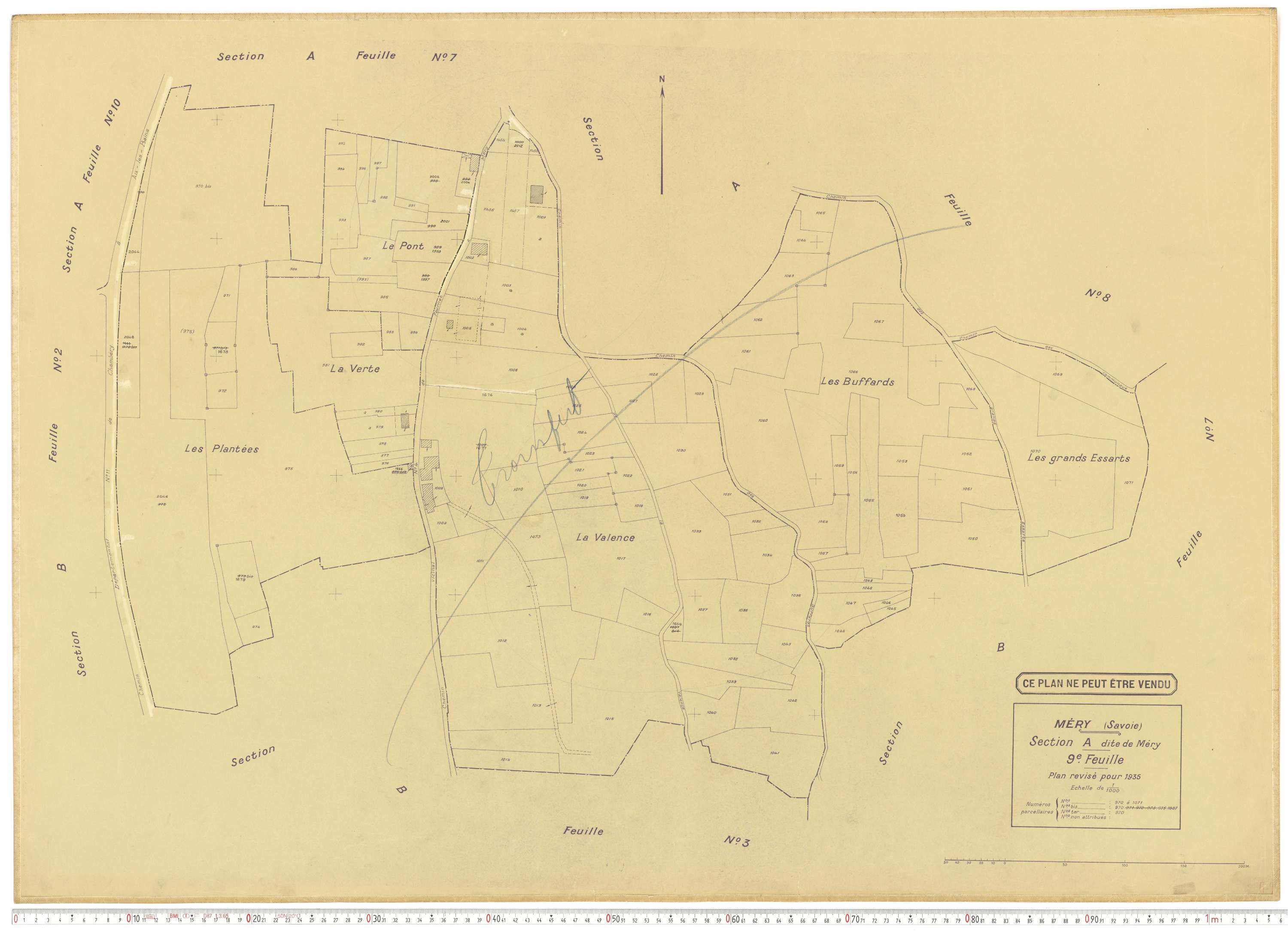 Méry - Plans cadastraux du cadastre rénové.
