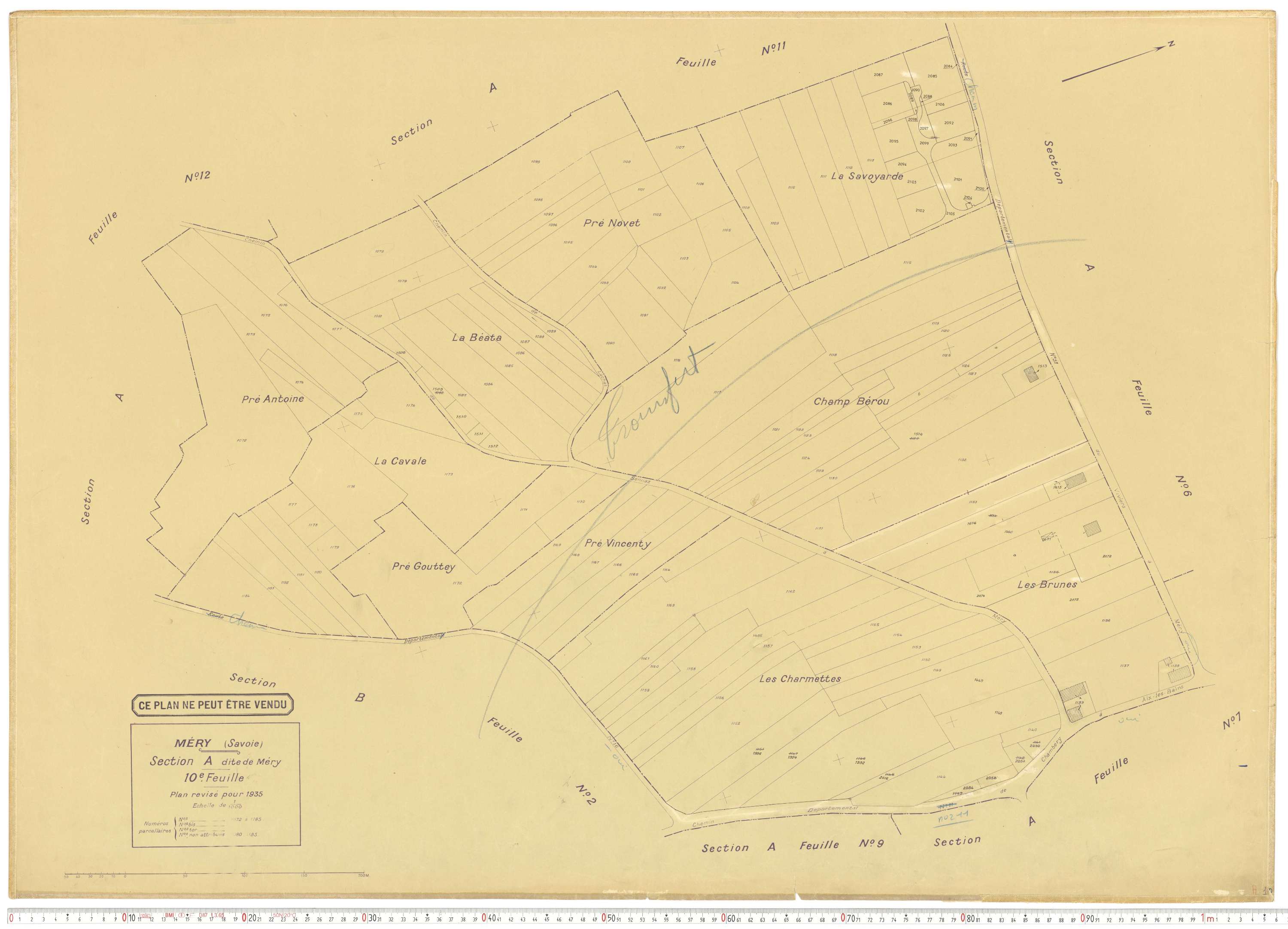 Méry - Plans cadastraux du cadastre rénové.