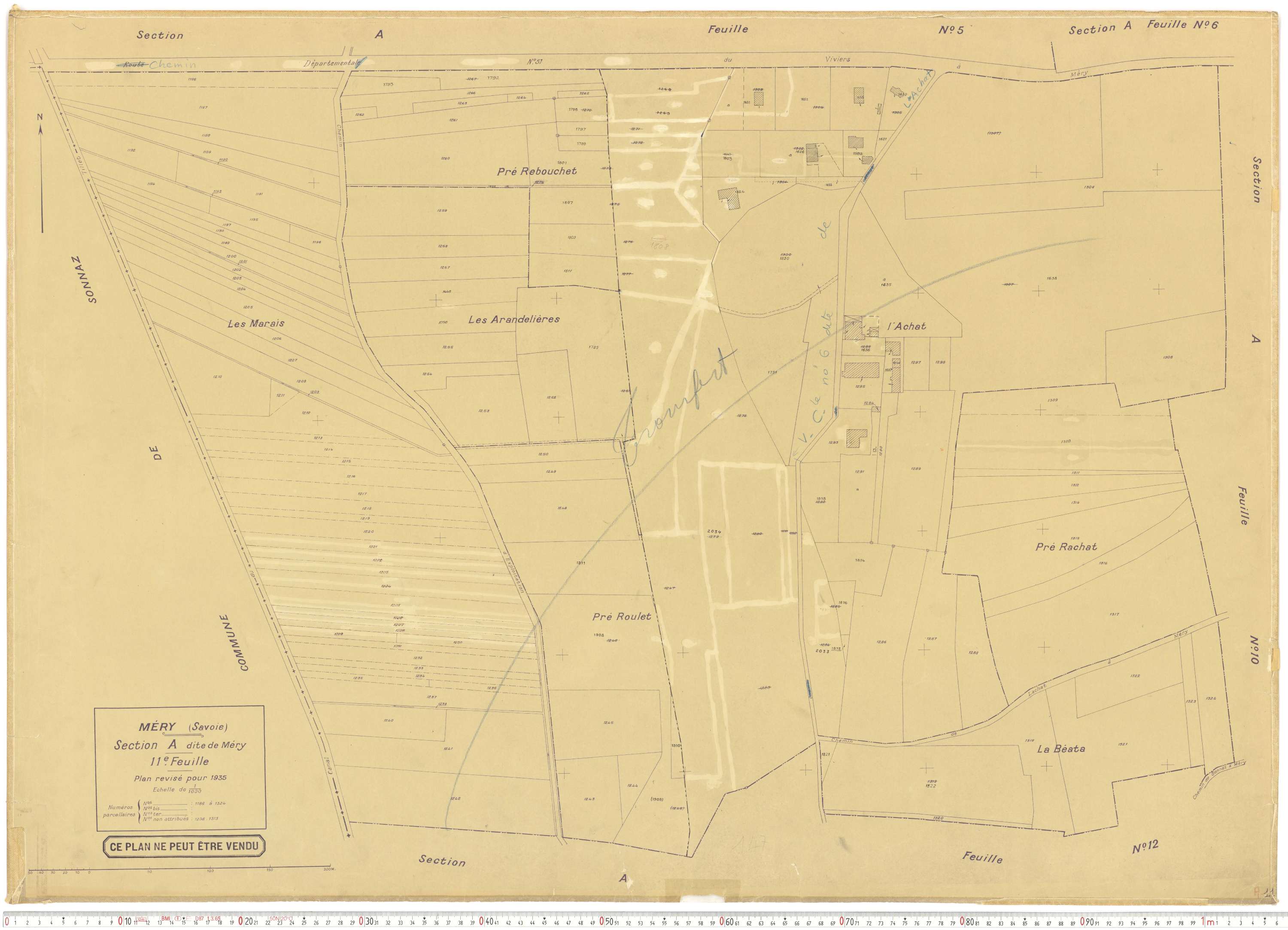 Méry - Plans cadastraux du cadastre rénové.