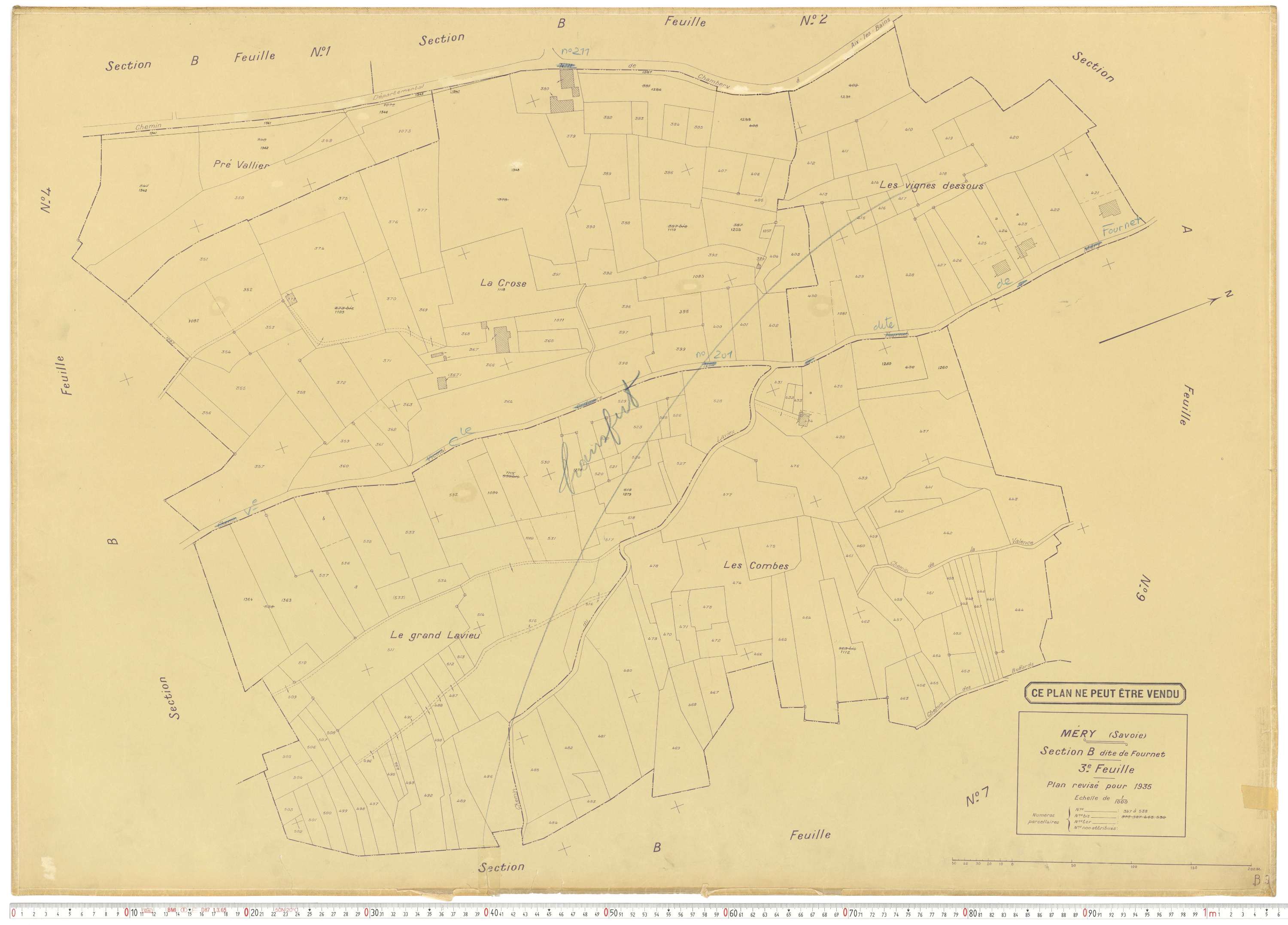 Méry - Plans cadastraux du cadastre rénové.