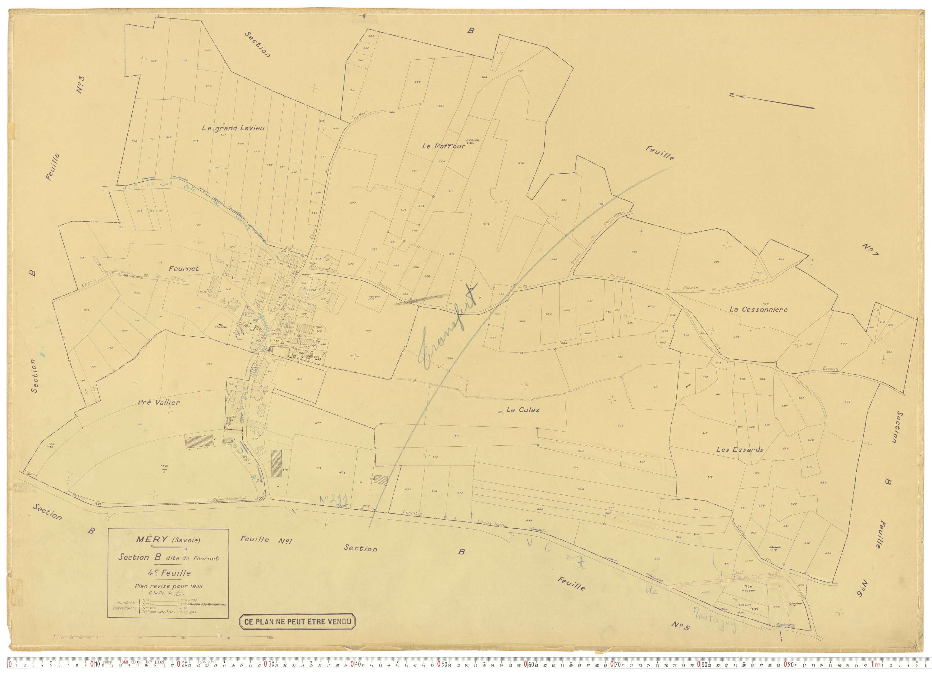 Méry - Plans cadastraux du cadastre rénové.