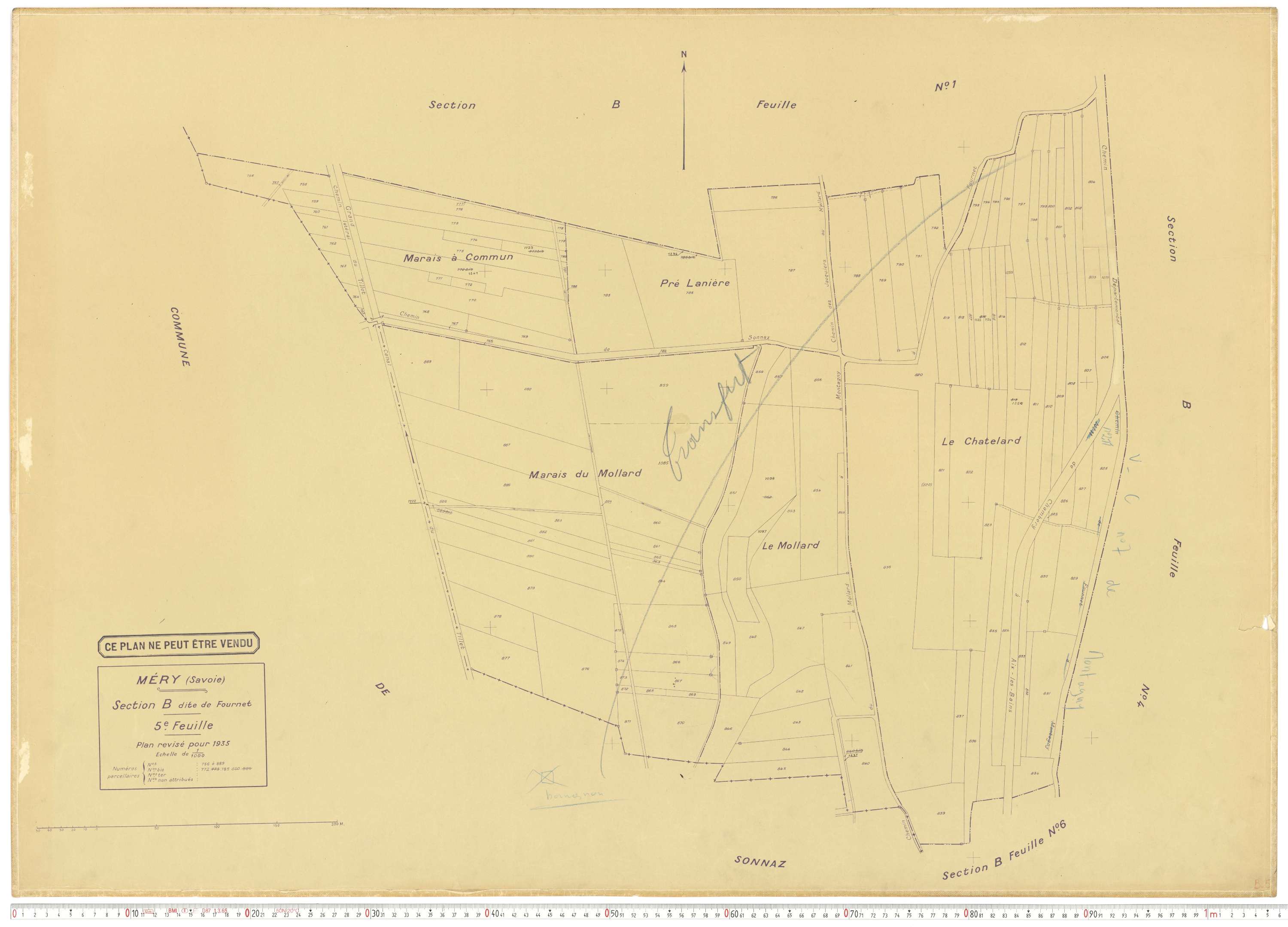 Méry - Plans cadastraux du cadastre rénové.