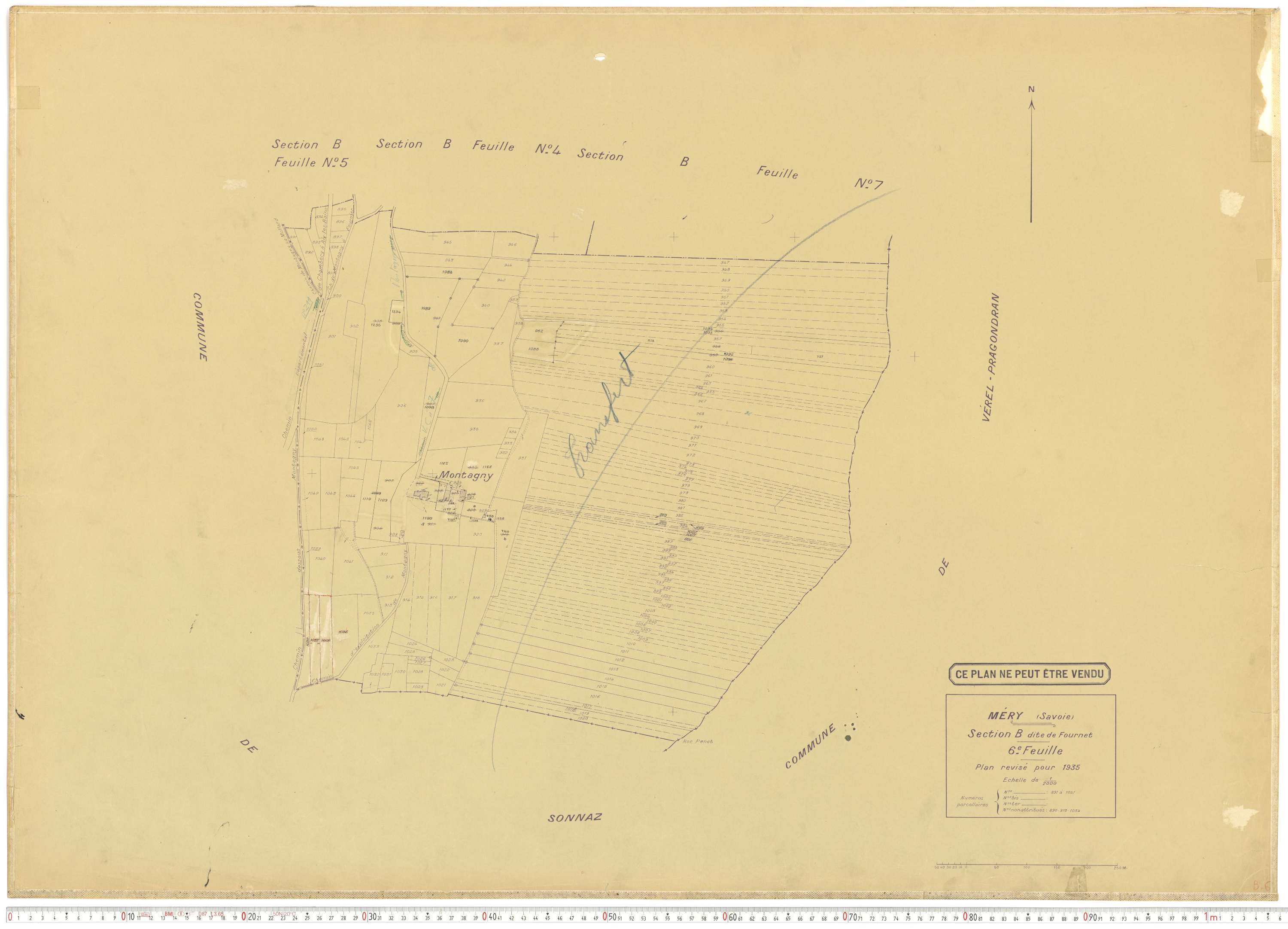 Méry - Plans cadastraux du cadastre rénové.