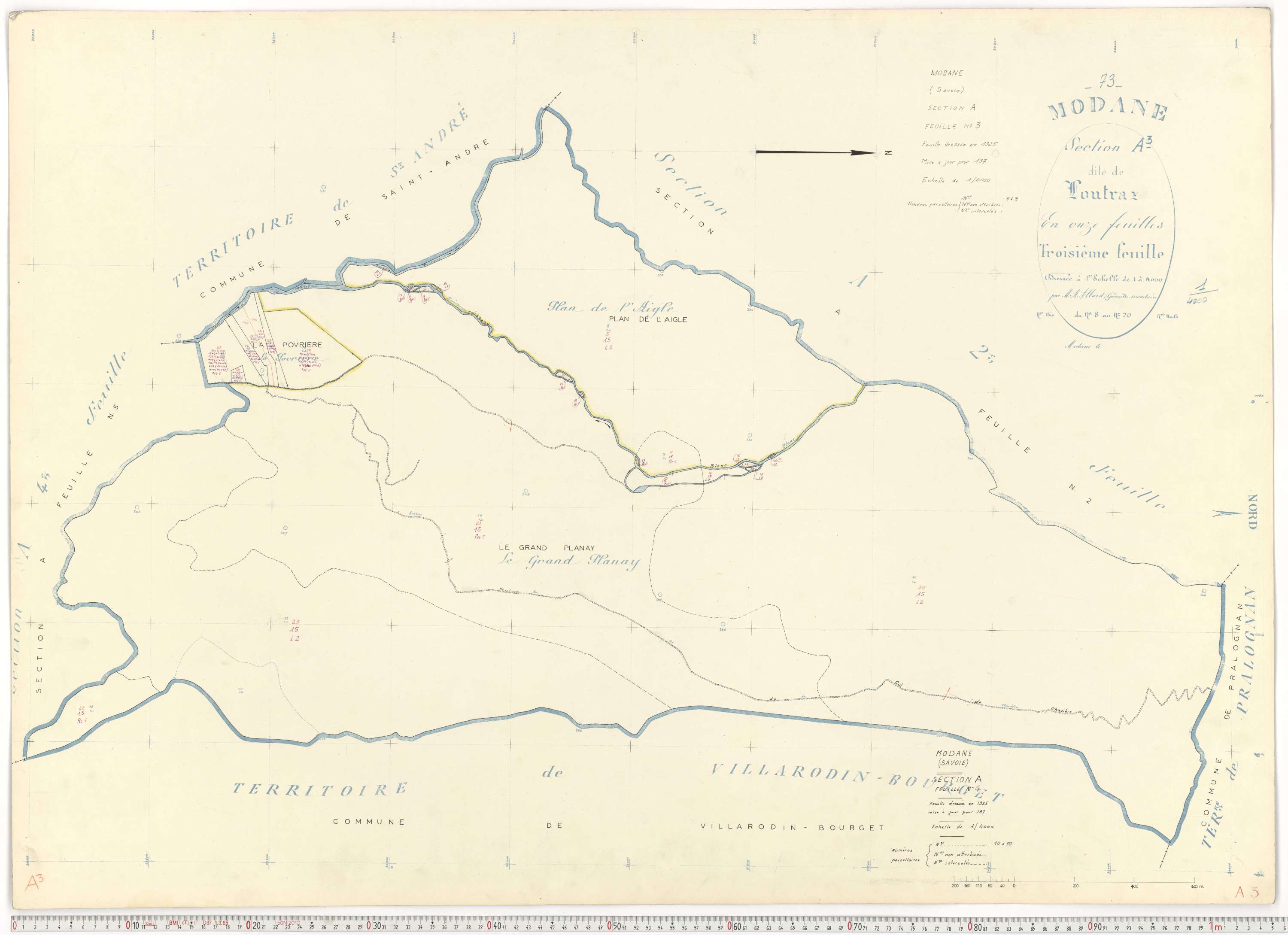 Modane - Plans cadastraux du cadastre rénové.