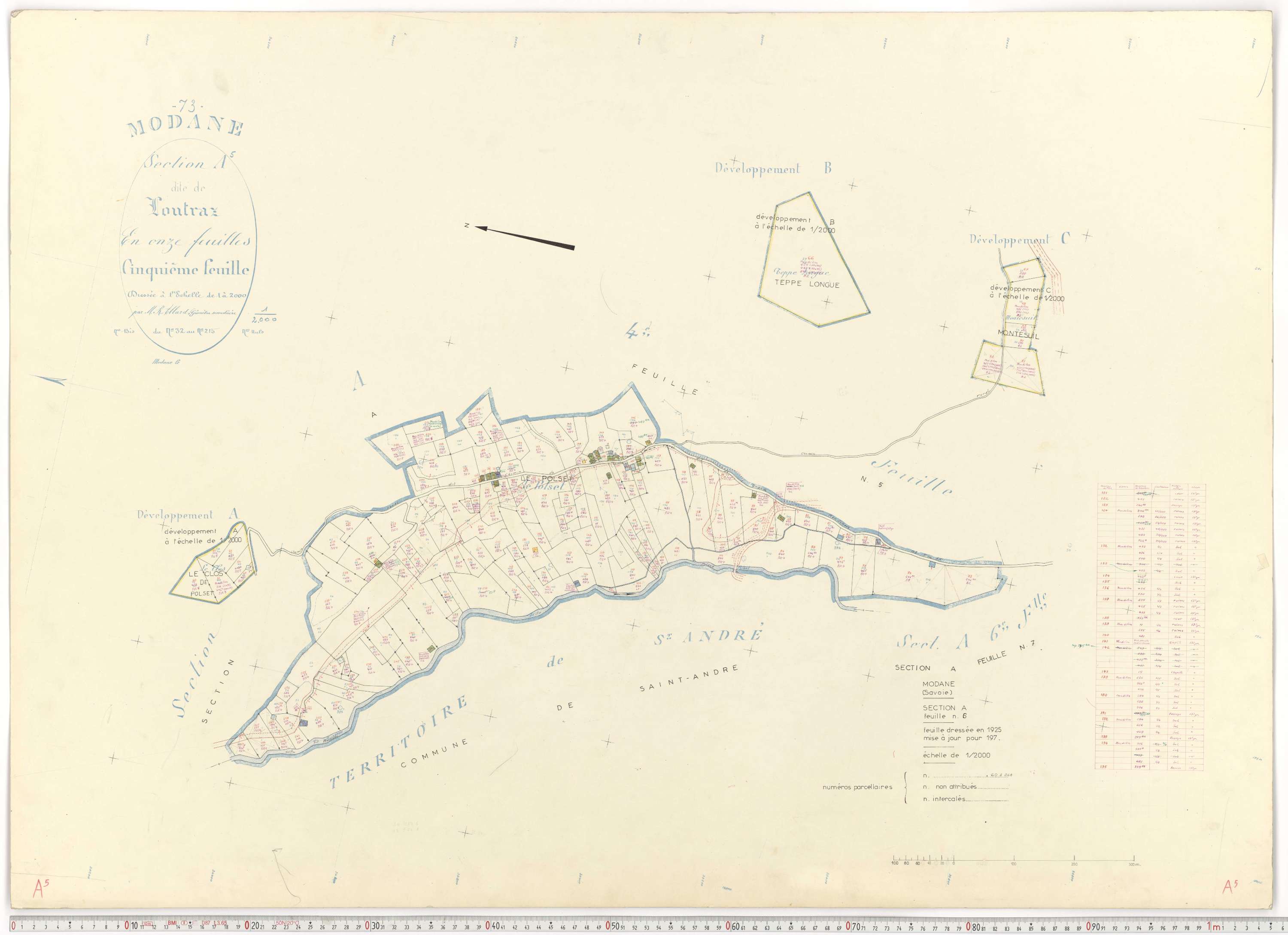 Modane - Plans cadastraux du cadastre rénové.
