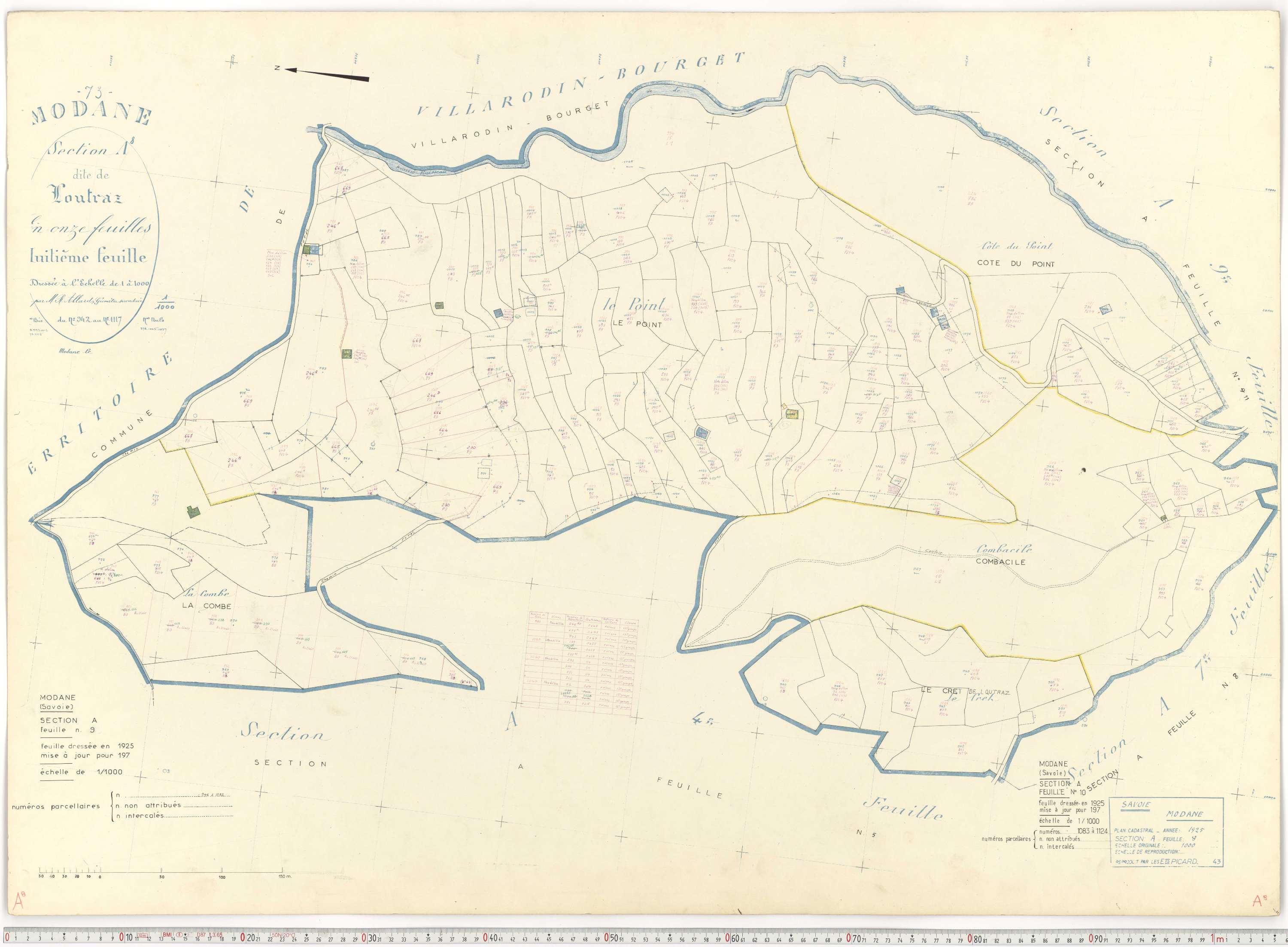 Modane - Plans cadastraux du cadastre rénové.