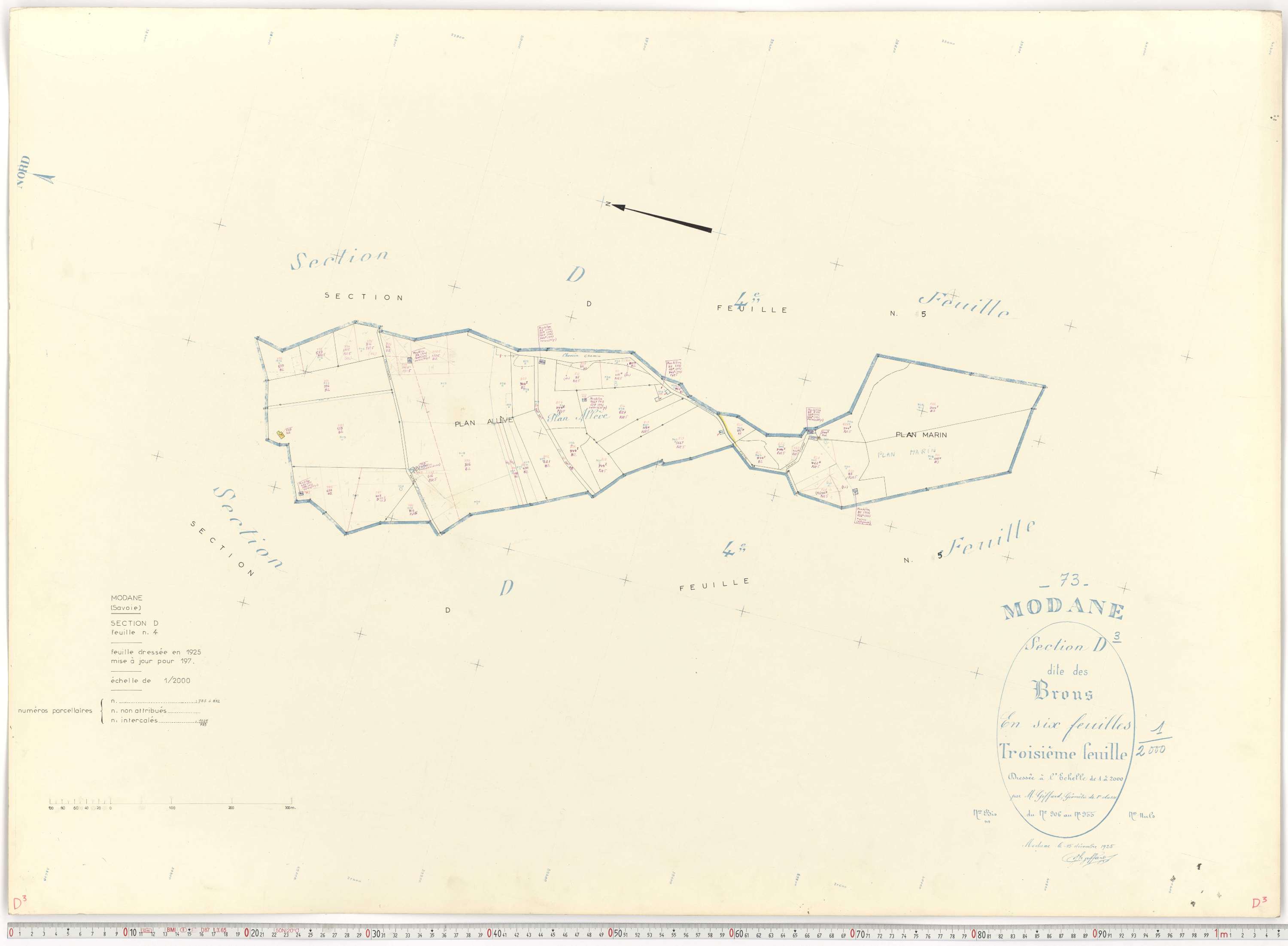 Modane - Plans cadastraux du cadastre rénové.