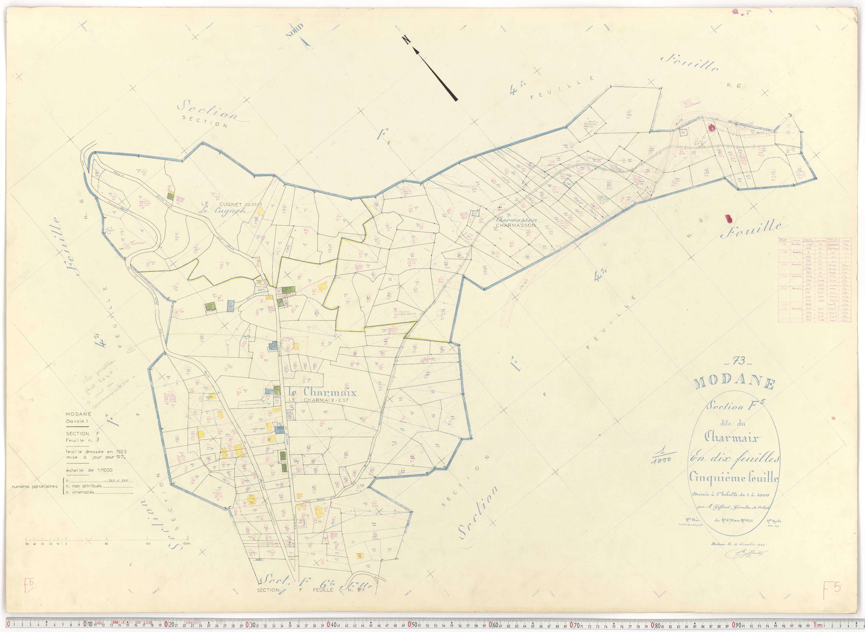 Modane - Plans cadastraux du cadastre rénové.