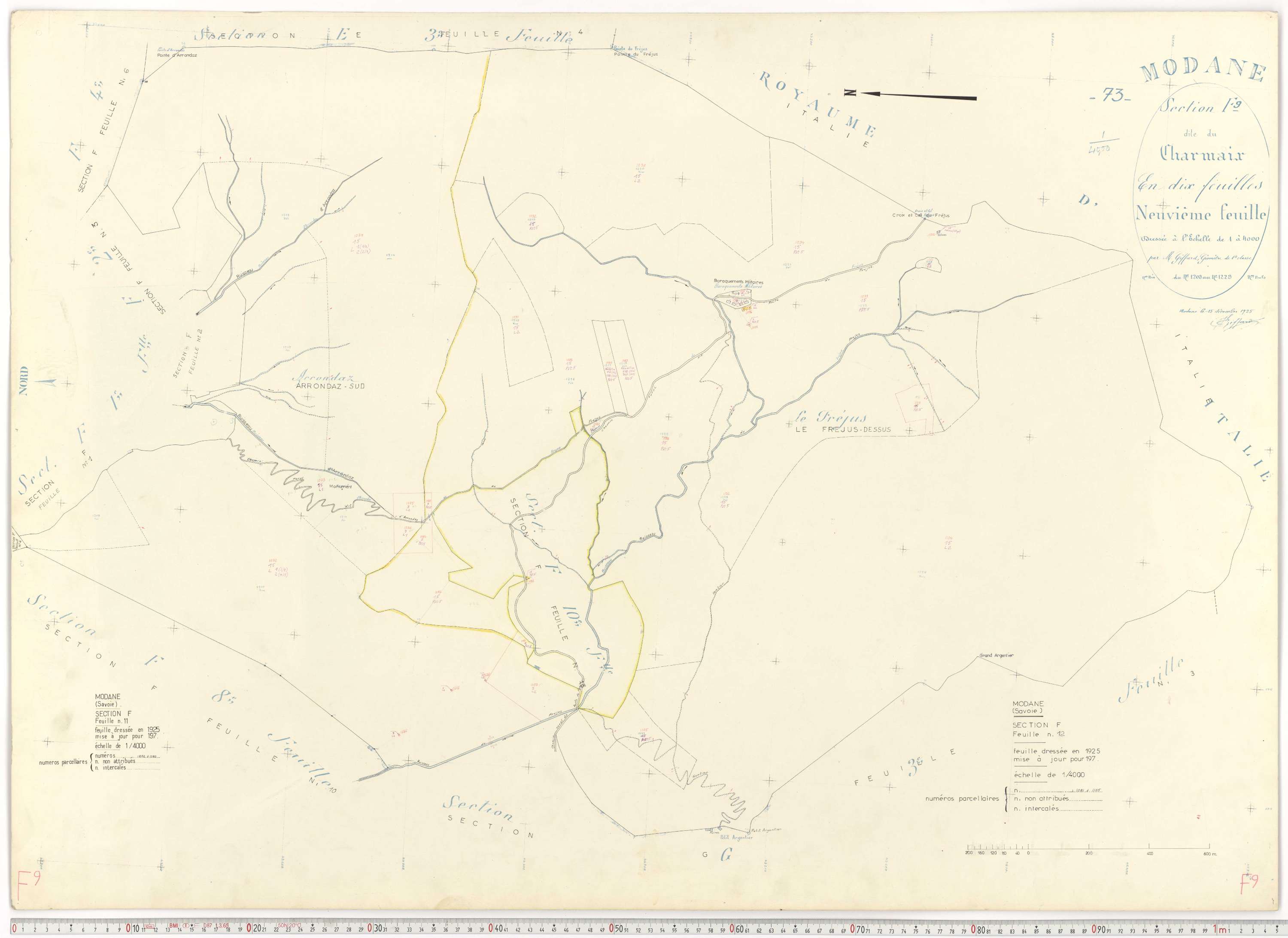 Modane - Plans cadastraux du cadastre rénové.