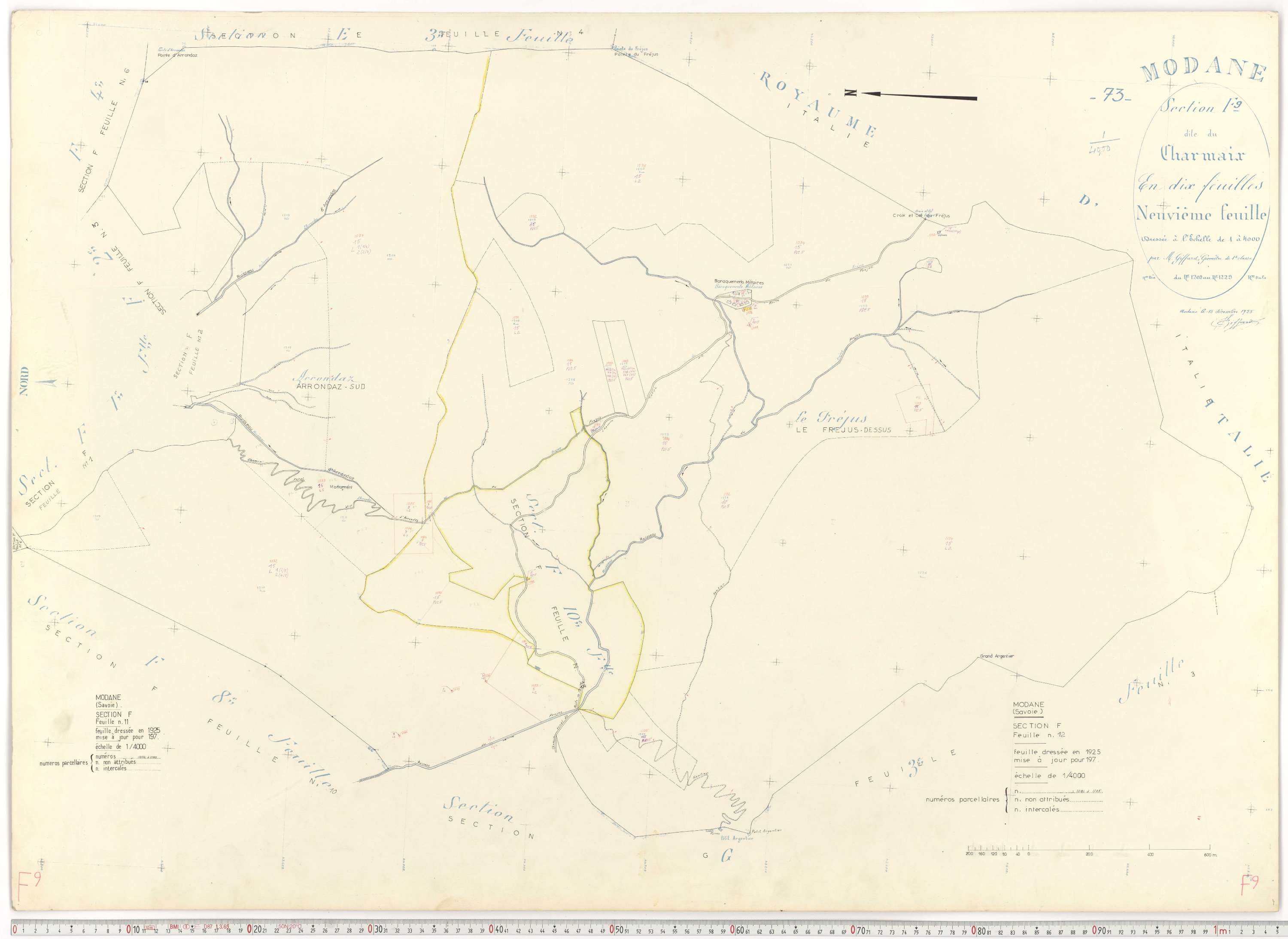 Modane - Plans cadastraux du cadastre rénové.