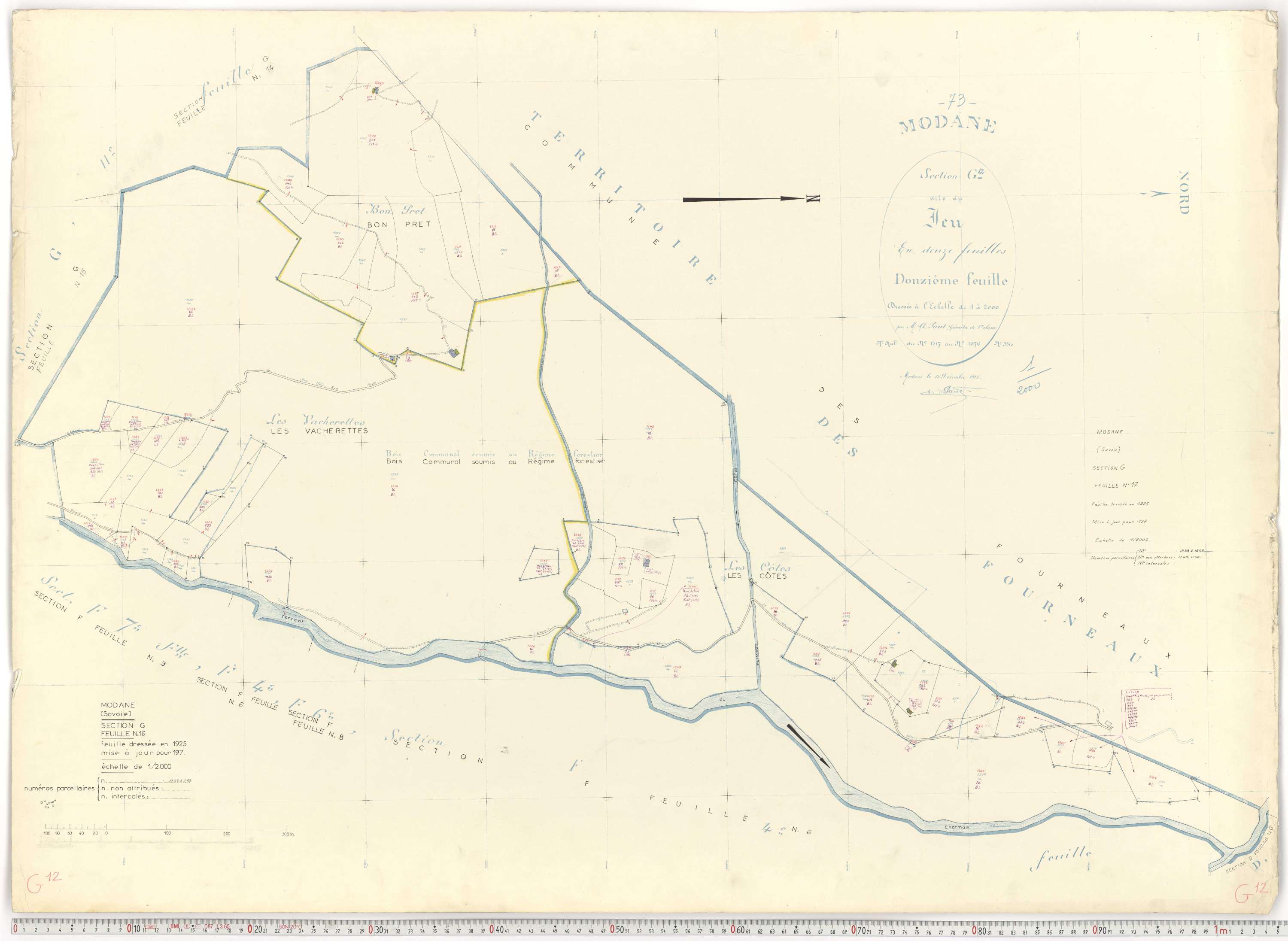 Modane - Plans cadastraux du cadastre rénové.